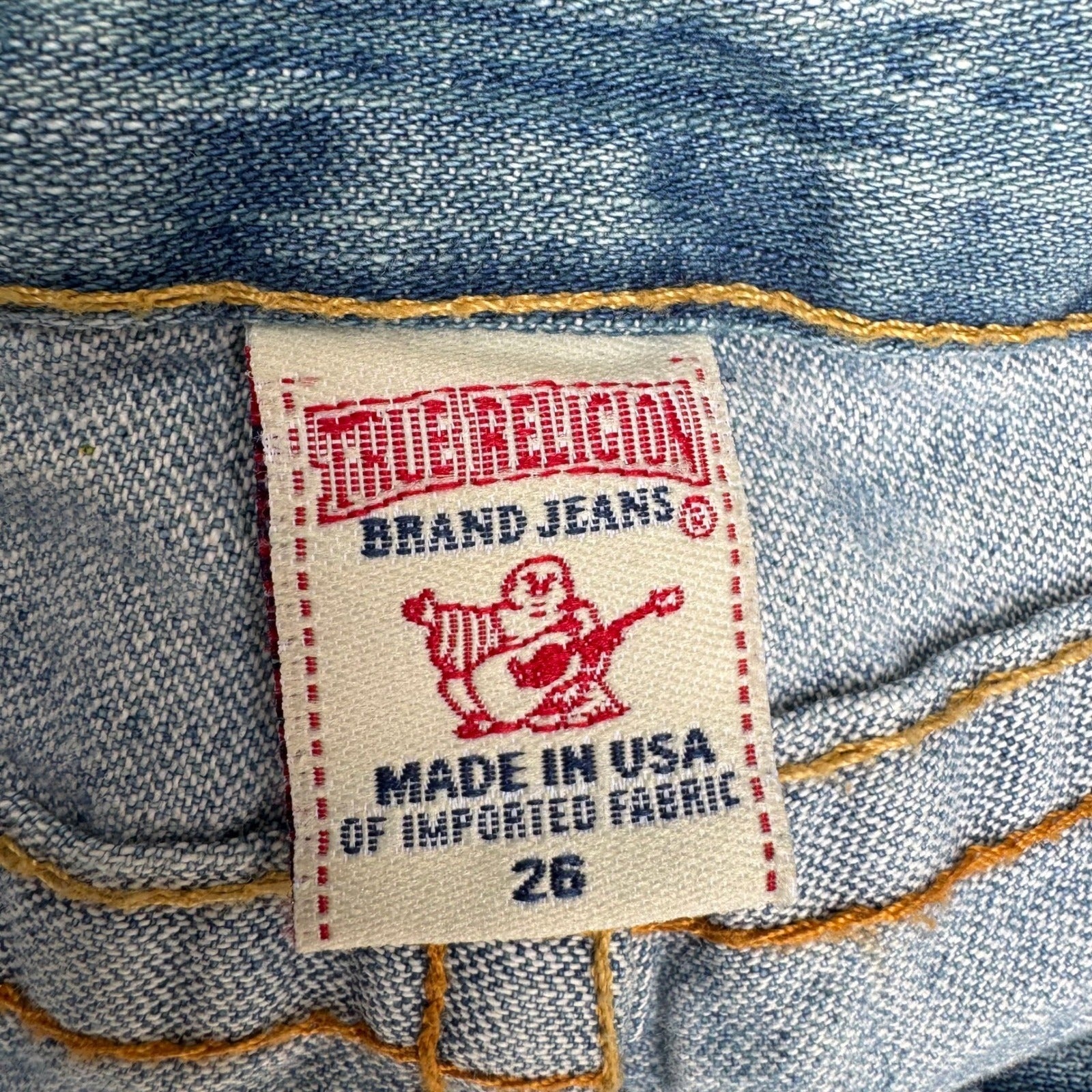 True Religion Joey Vintage Y2K Trashy Low Rise Denim Cut Off Shorts 26 Coachella