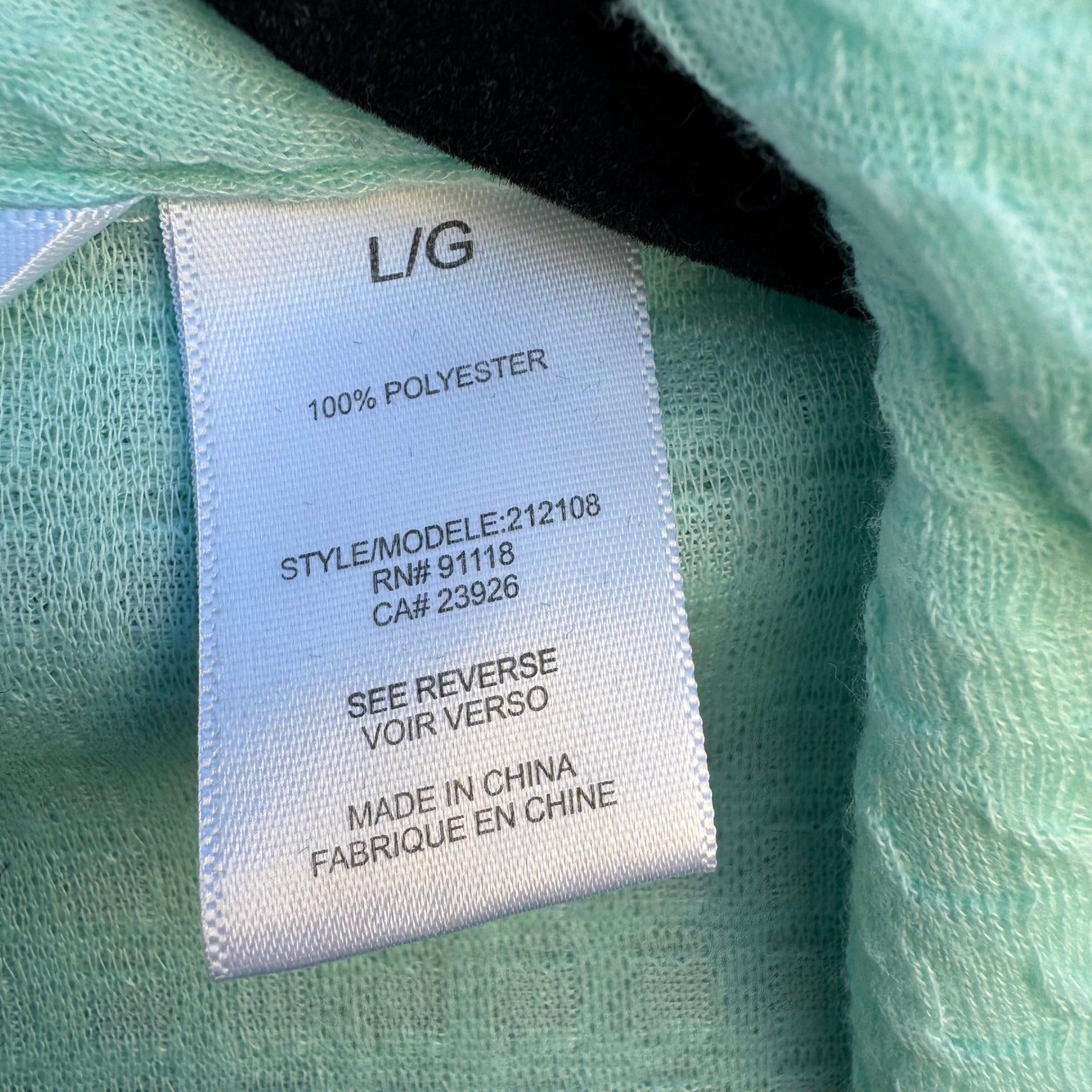 Noire Jasmine Rose Mint Green Waffle Knit Mid Length Robe Large Cozy Loungewear