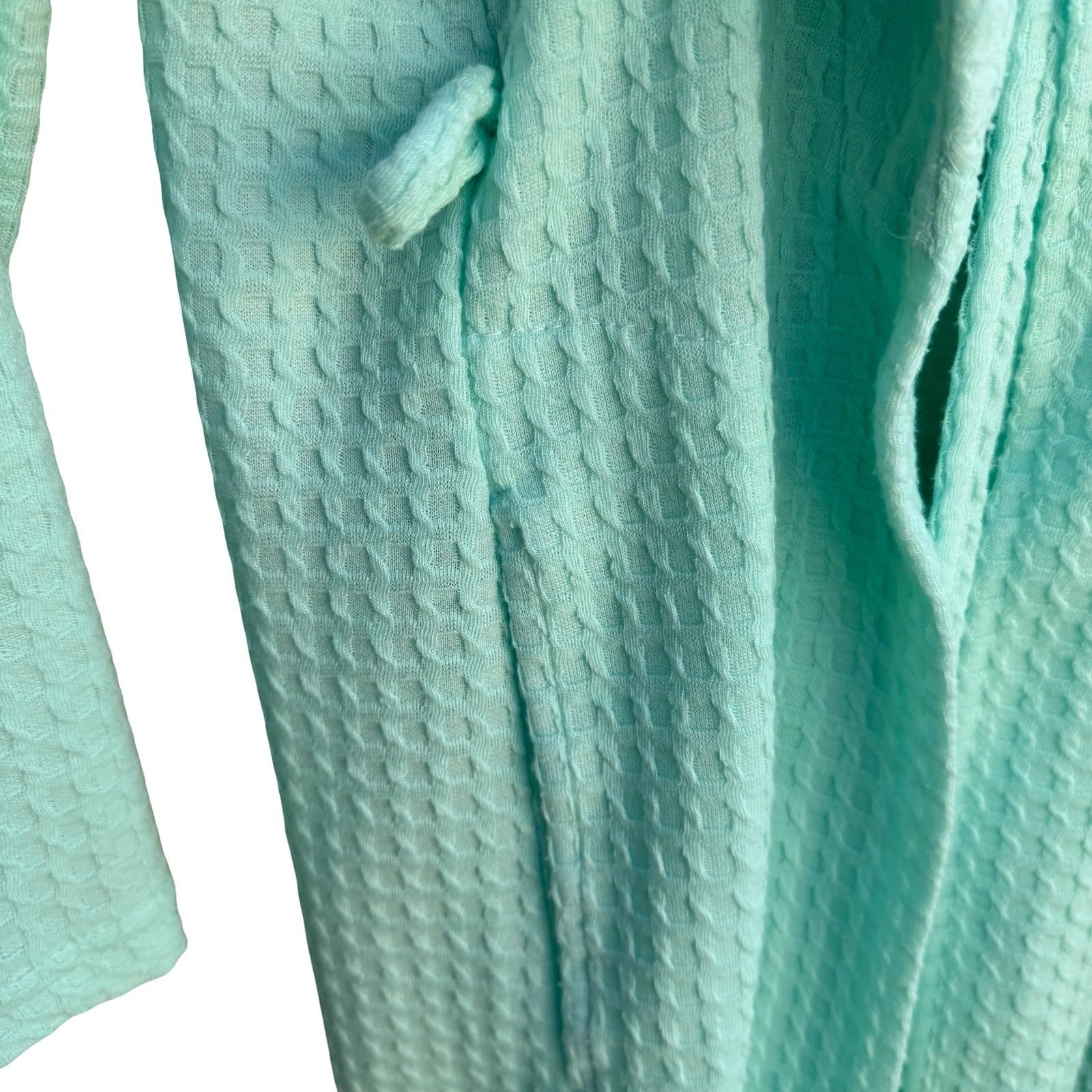 Noire Jasmine Rose Mint Green Waffle Knit Mid Length Robe Large Cozy Loungewear
