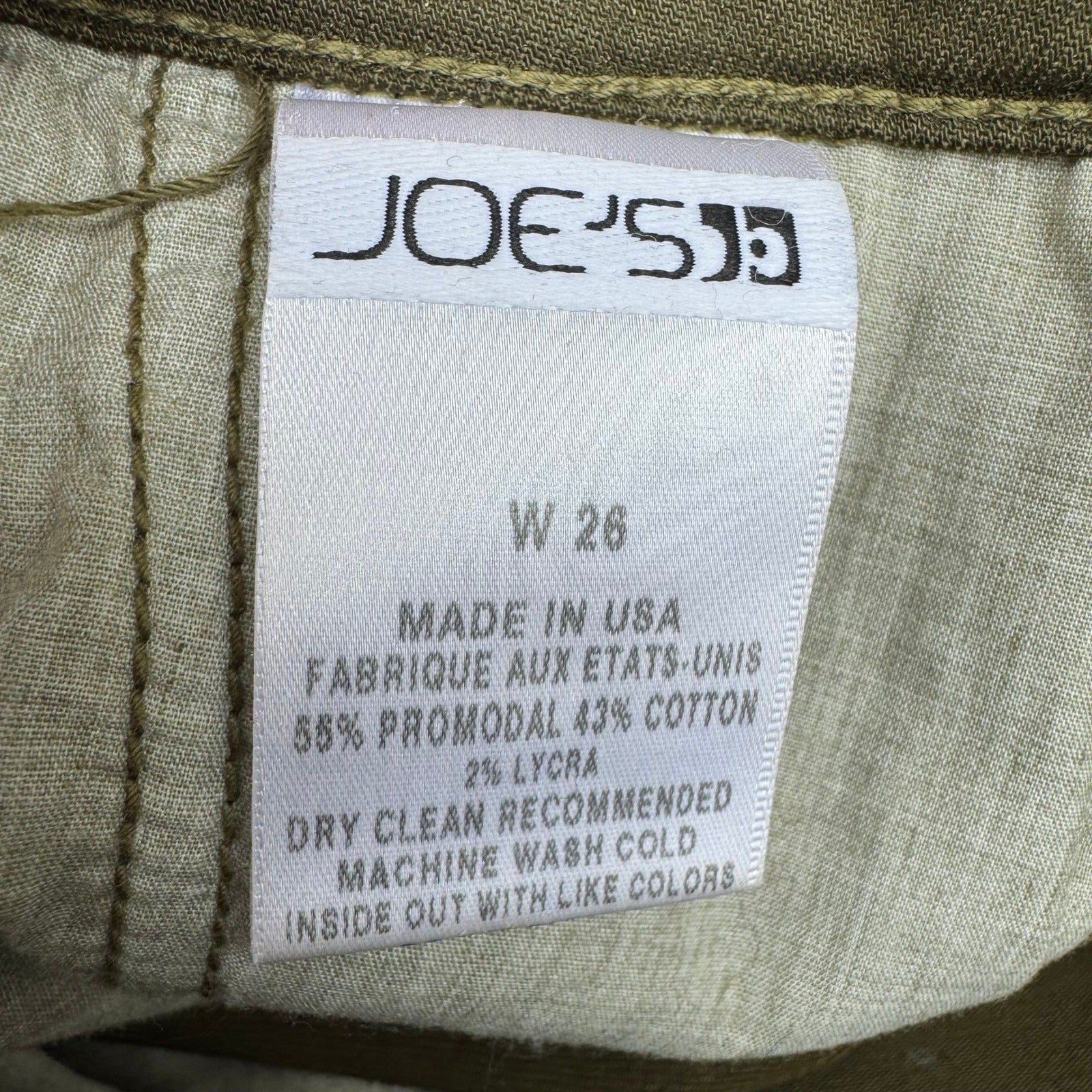 Joes Jeans Utility Military Cargo Gorpcore Moto Pants Olive Drab Womens 26 USA