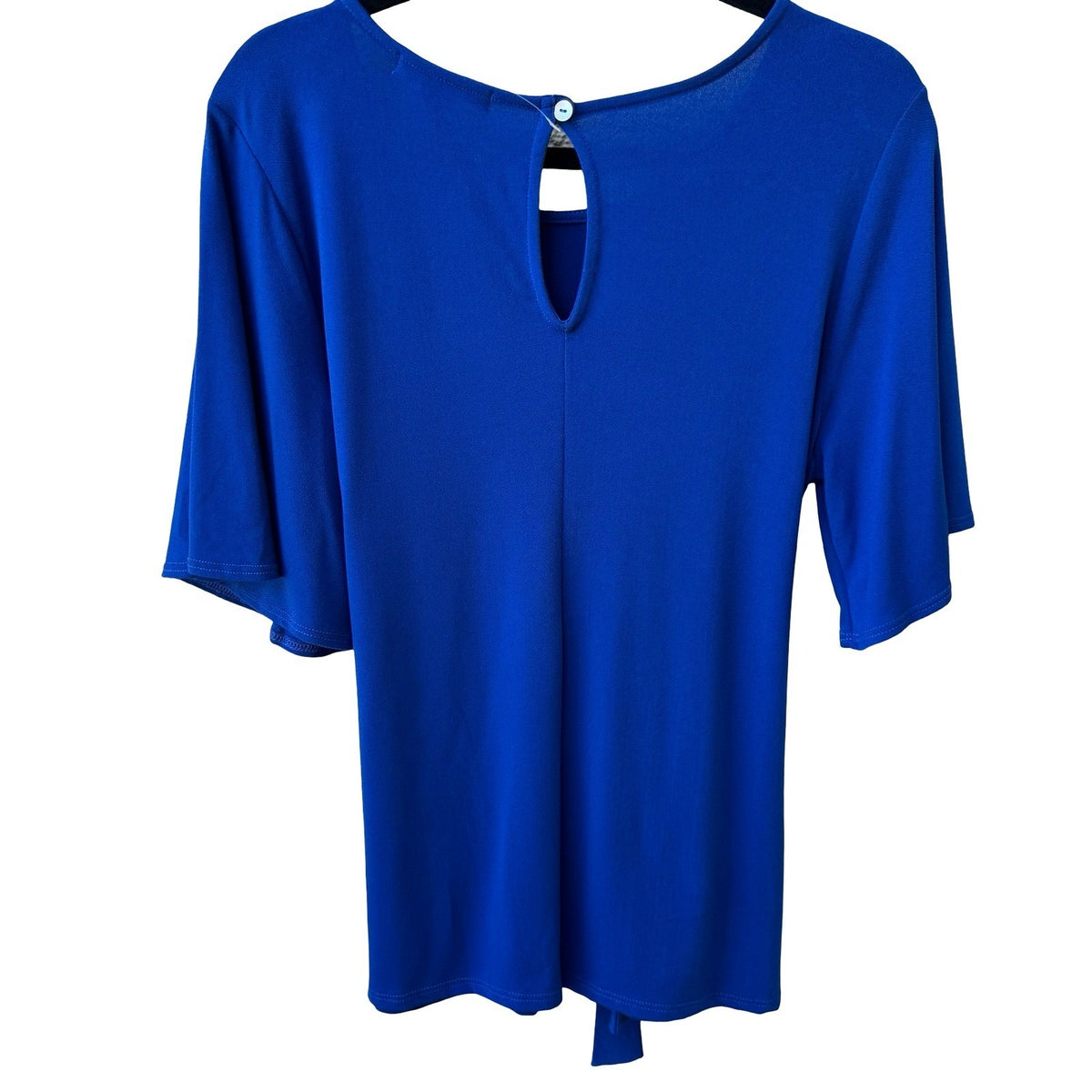 Green Envelope Minimalist Career Tie Flutter Sleeve Blouse Royal Blue L NEW
