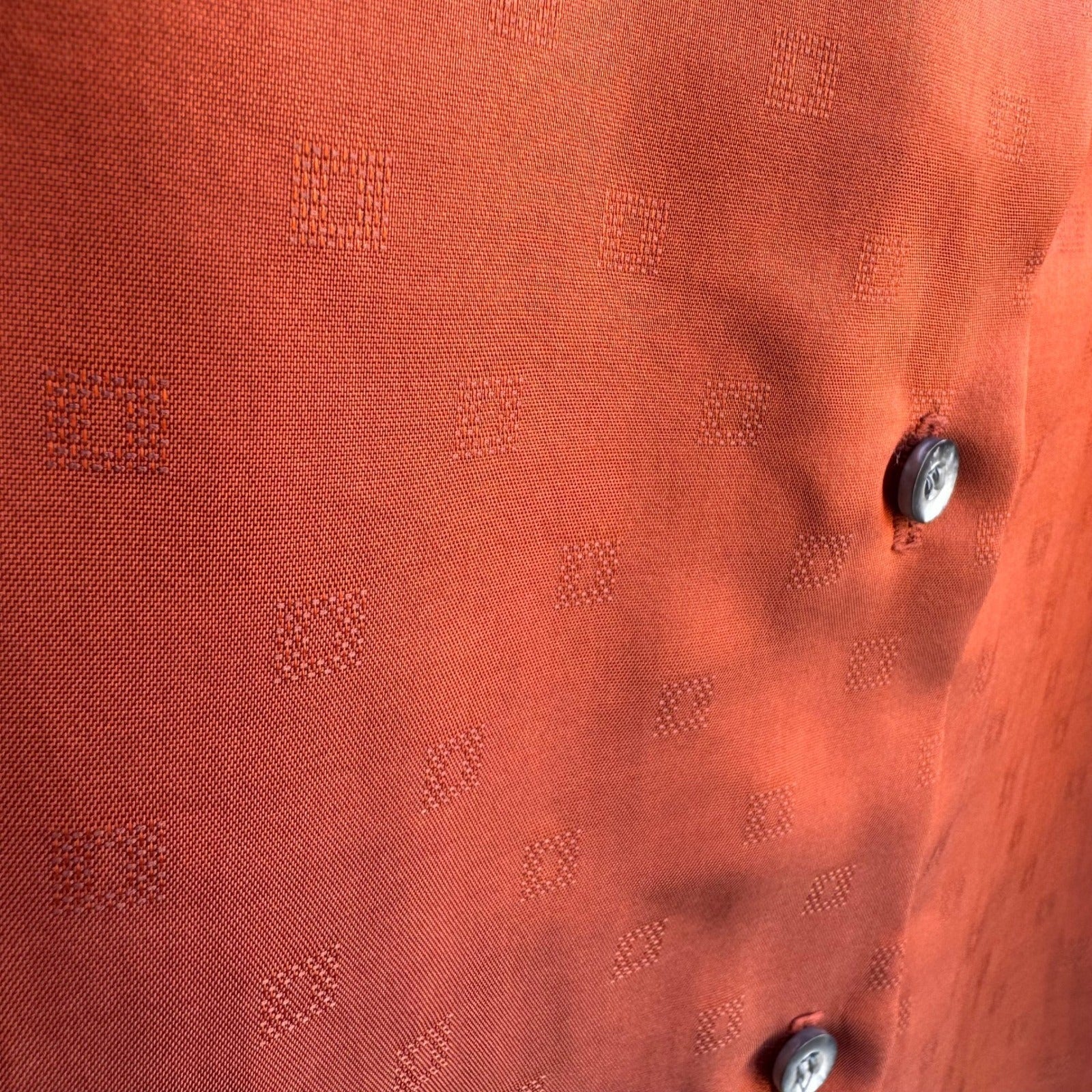 Tucci Vintage Burnt Orange Jacquard Peter Pan Collar Blouse Long Sleeve Top 7/8