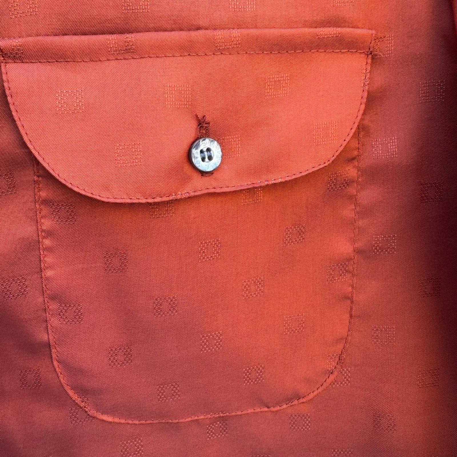 Tucci Vintage Burnt Orange Jacquard Peter Pan Collar Blouse Long Sleeve Top 7/8