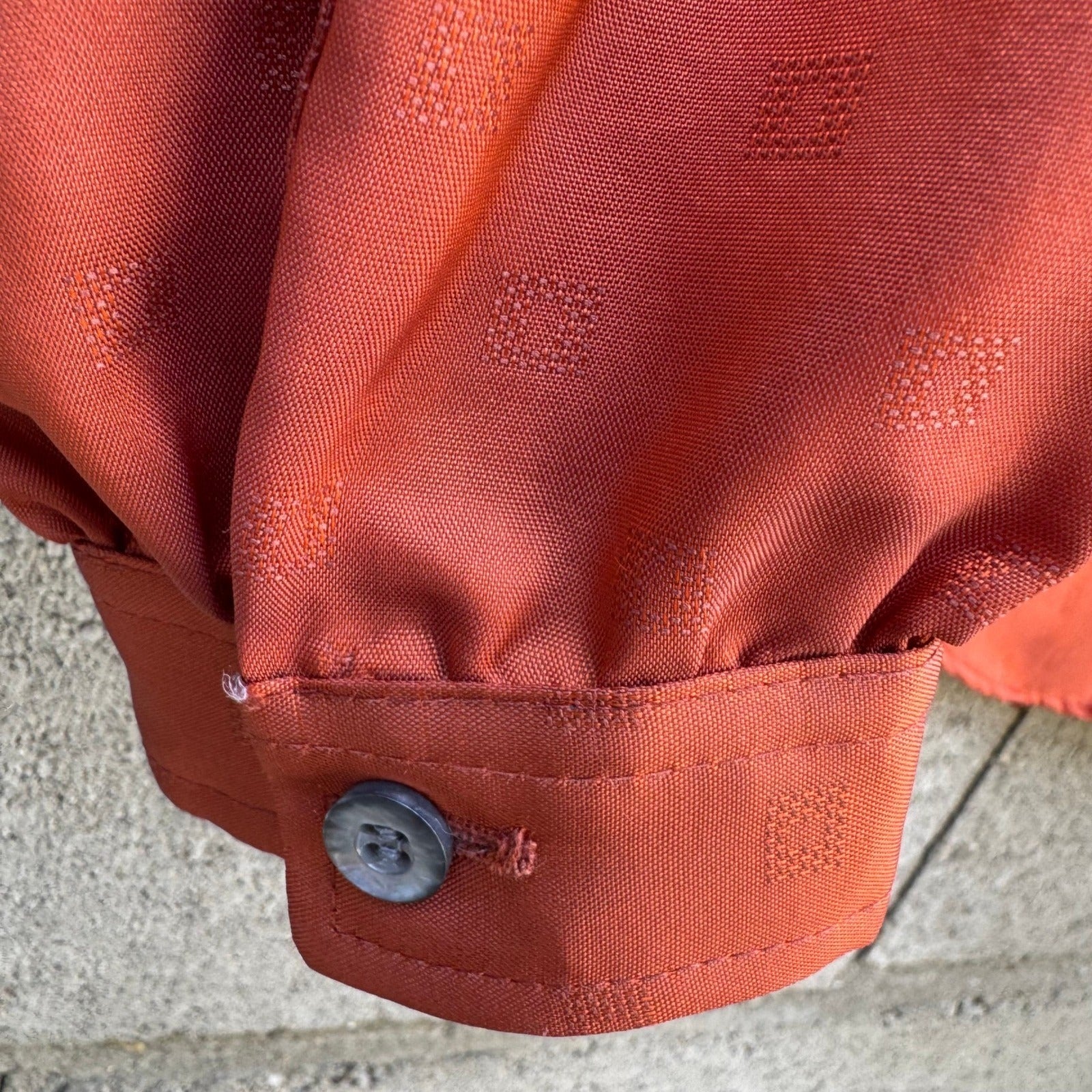 Tucci Vintage Burnt Orange Jacquard Peter Pan Collar Blouse Long Sleeve Top 7/8