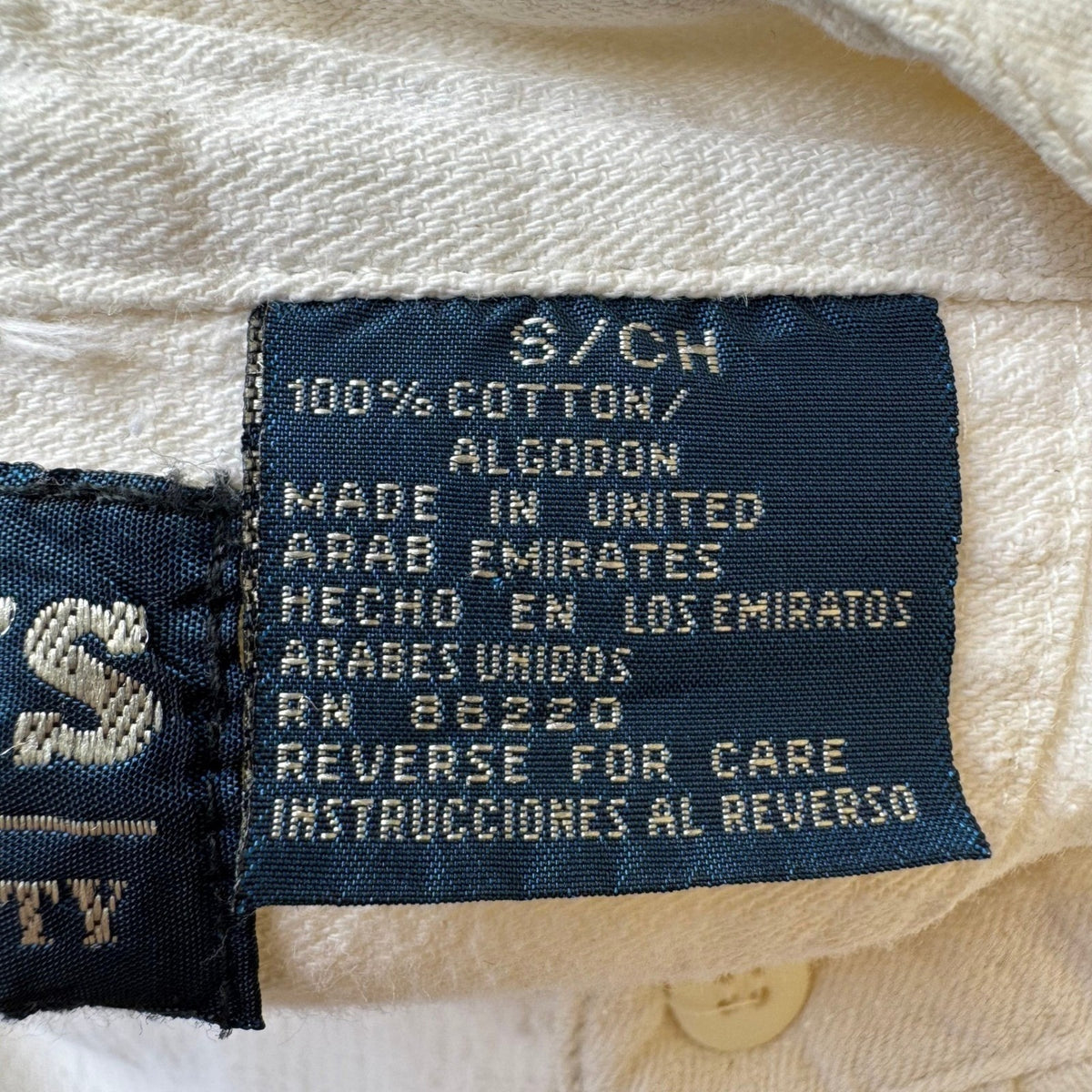 Cactus Clothing Vintage Coastal Textured Cotton Band Collar Shirt Cream Mens S