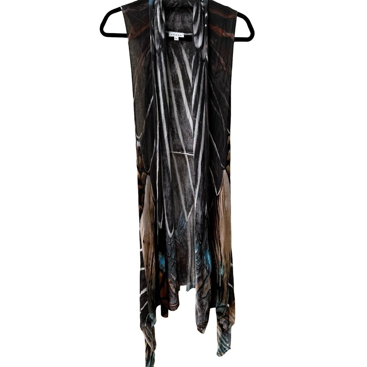 Adore Butterfly Wing Whimsigoth Boho Layering Open Front Vest Duster CardiganXL