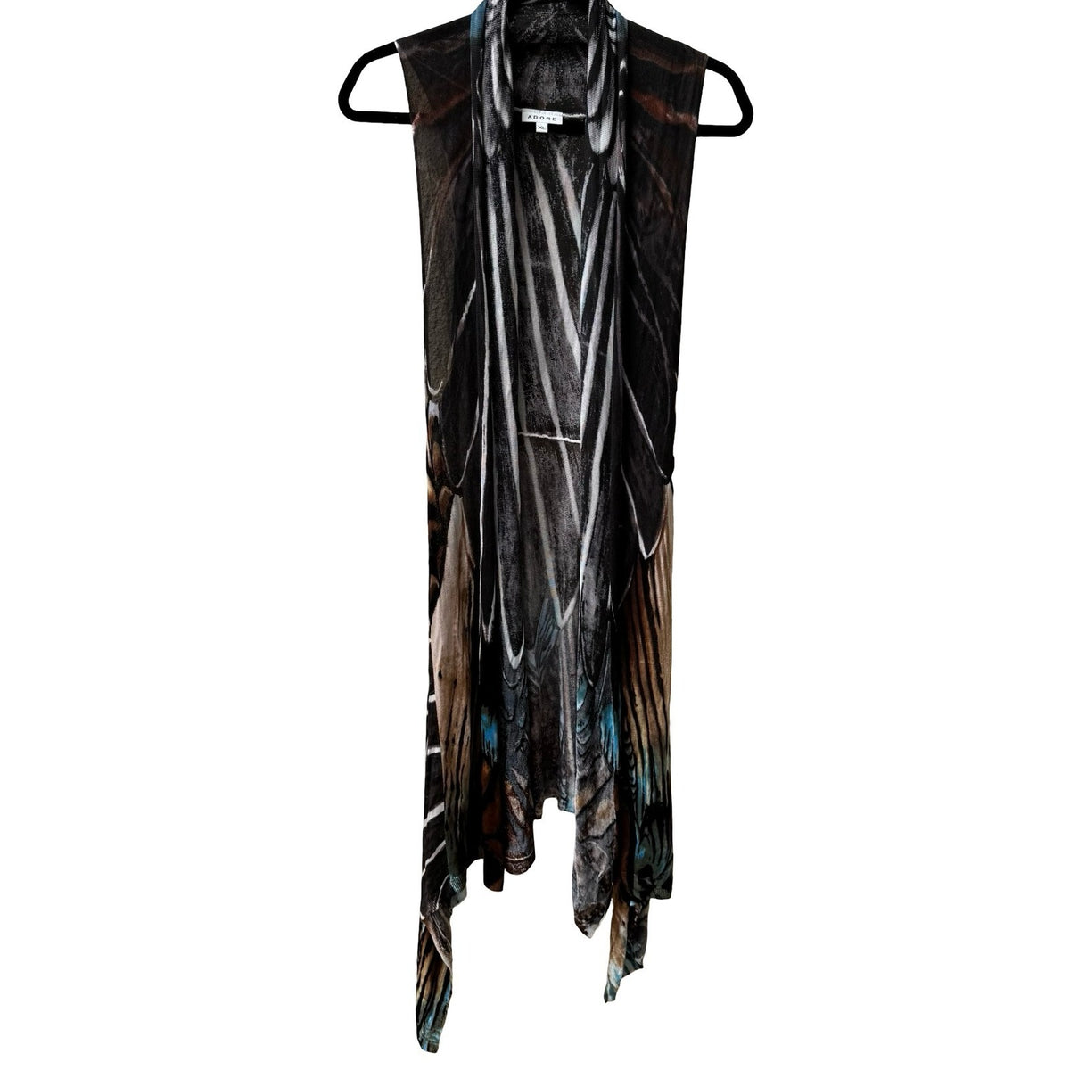Adore Butterfly Wing Whimsigoth Boho Layering Open Front Vest Duster CardiganXL