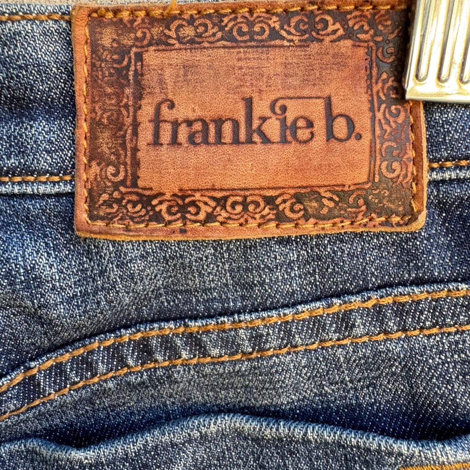 Frankie B Y2K Low Rise Denim Micro Shorts McBling Indie Sleaze Slit Hem Women 32