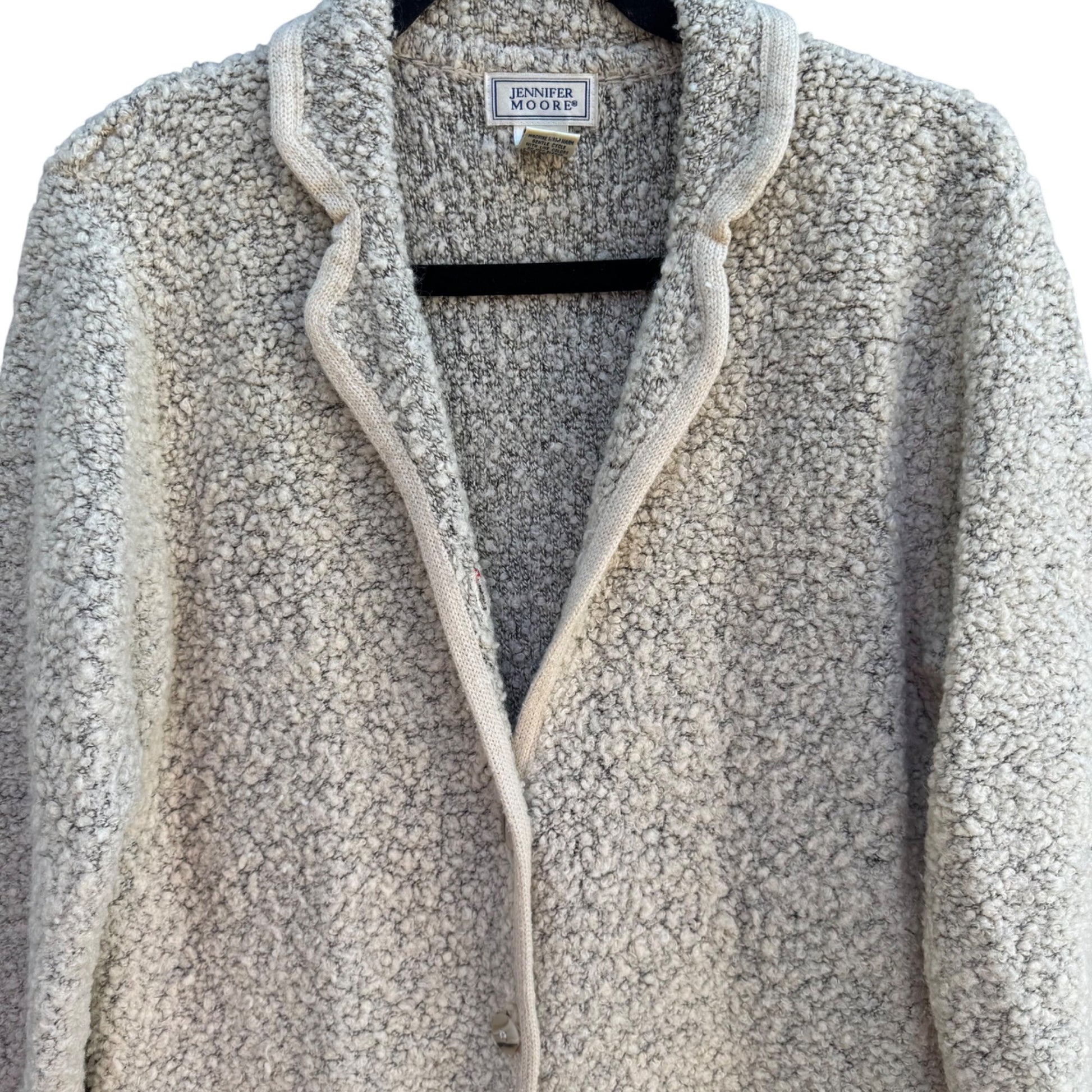 Jennifer Moore Womens Sherpa Boucle Cardigan Jacket Pockets Long Sleeve Cozy S