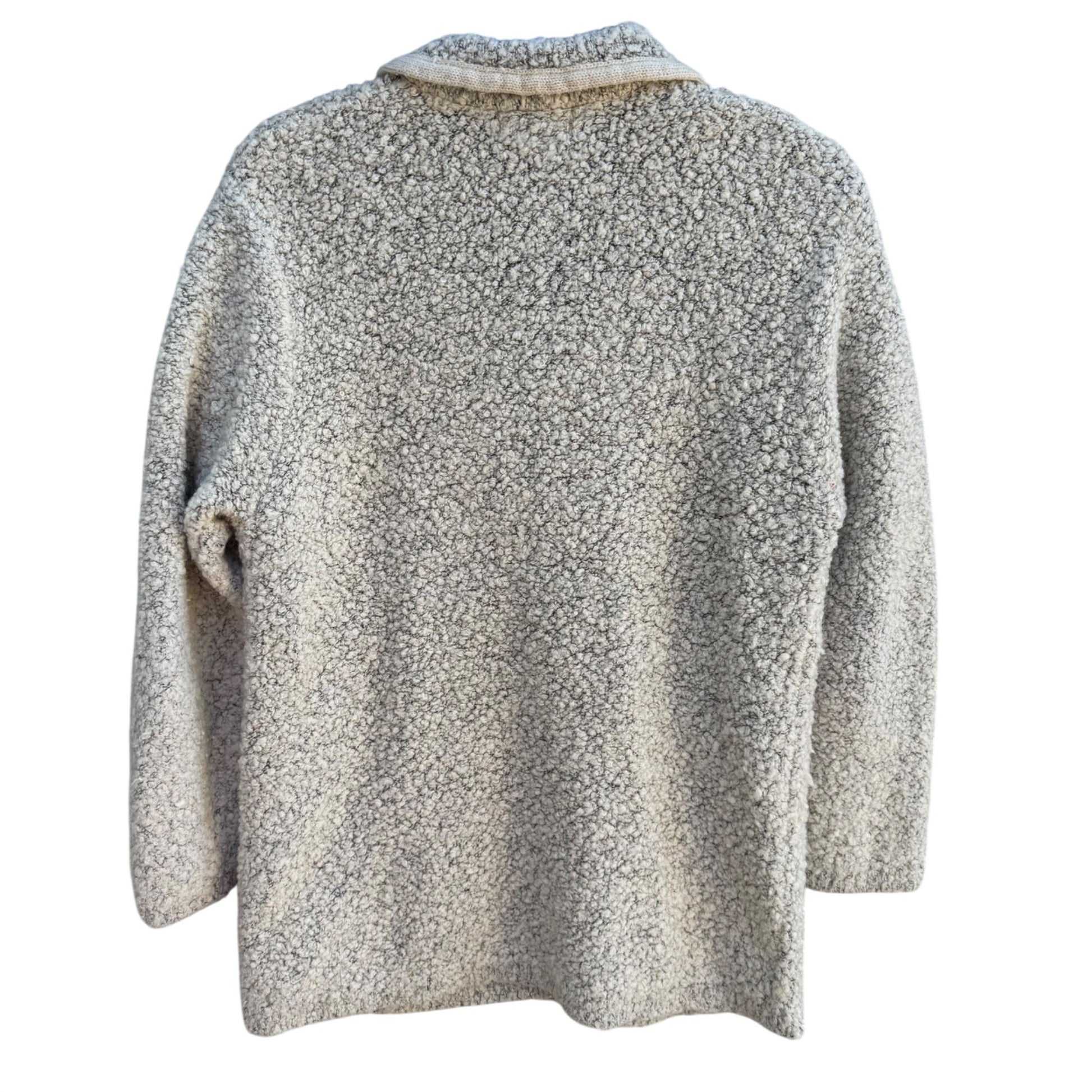 Jennifer Moore Womens Sherpa Boucle Cardigan Jacket Pockets Long Sleeve Cozy S