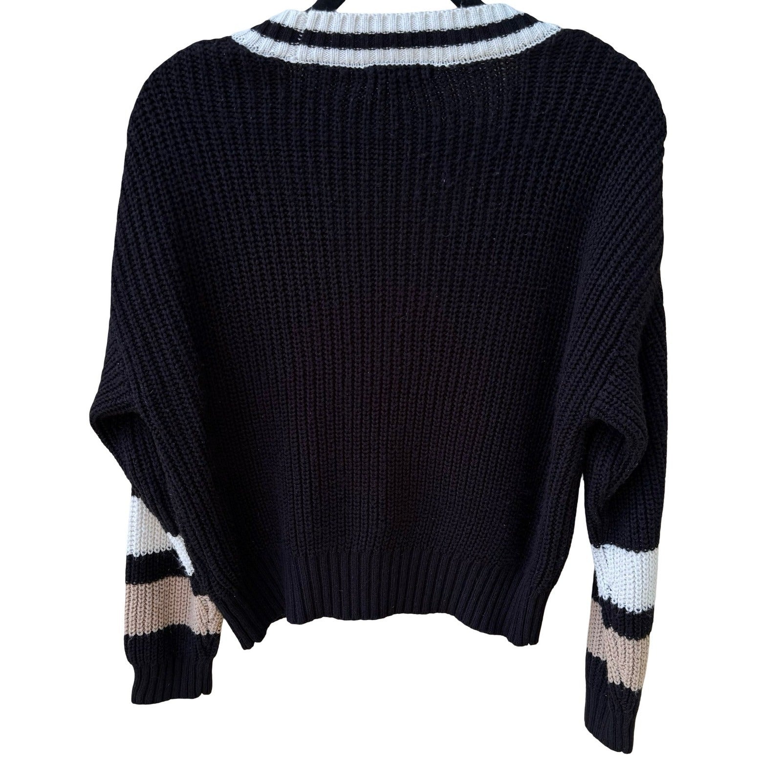 Love Tree Varsity Cardigan Sweater Collegiate Chenille Patch Striped Preppy M