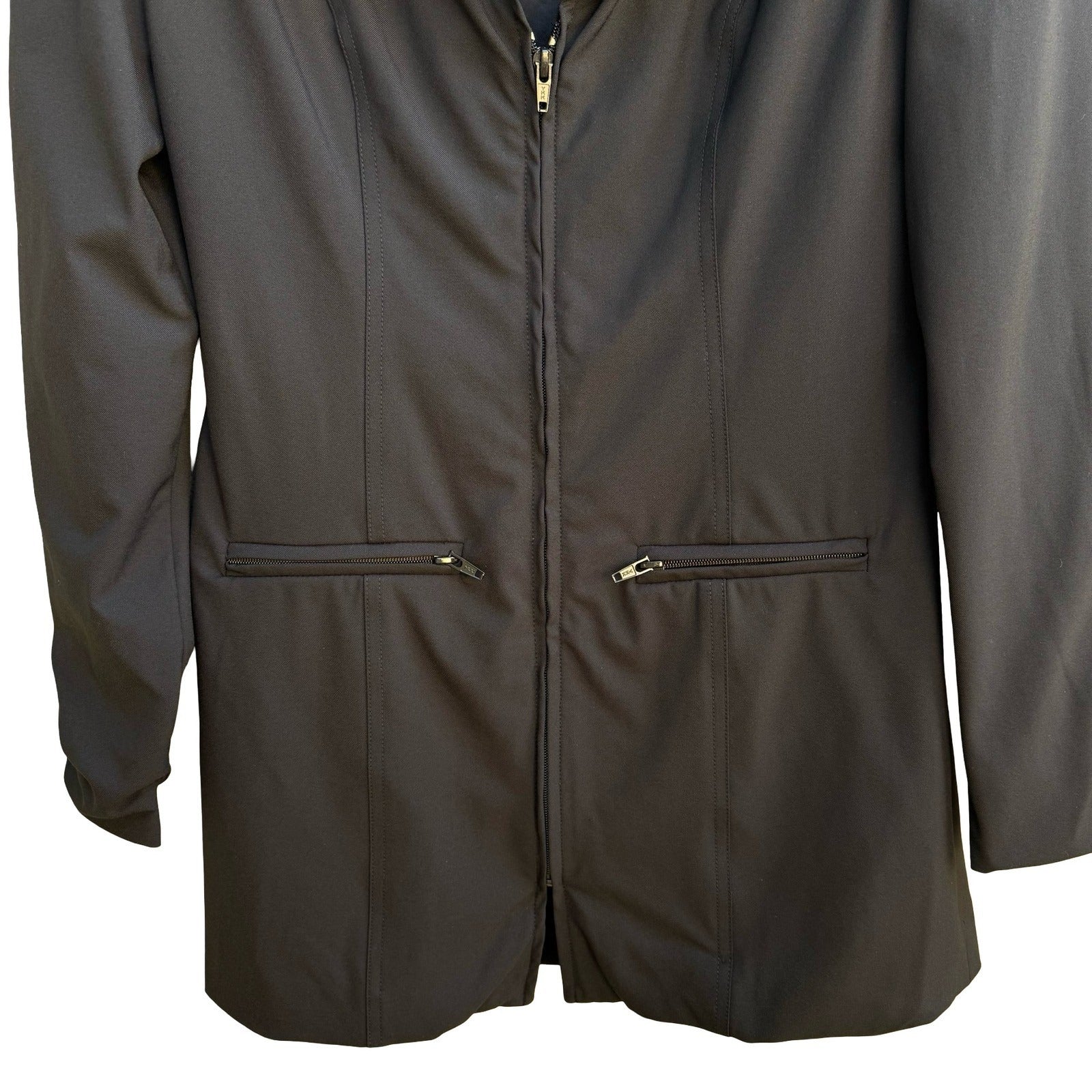 Janet Howard Vintage Y2K Mininalist Black Zip Blazer Jacket Utility Professional