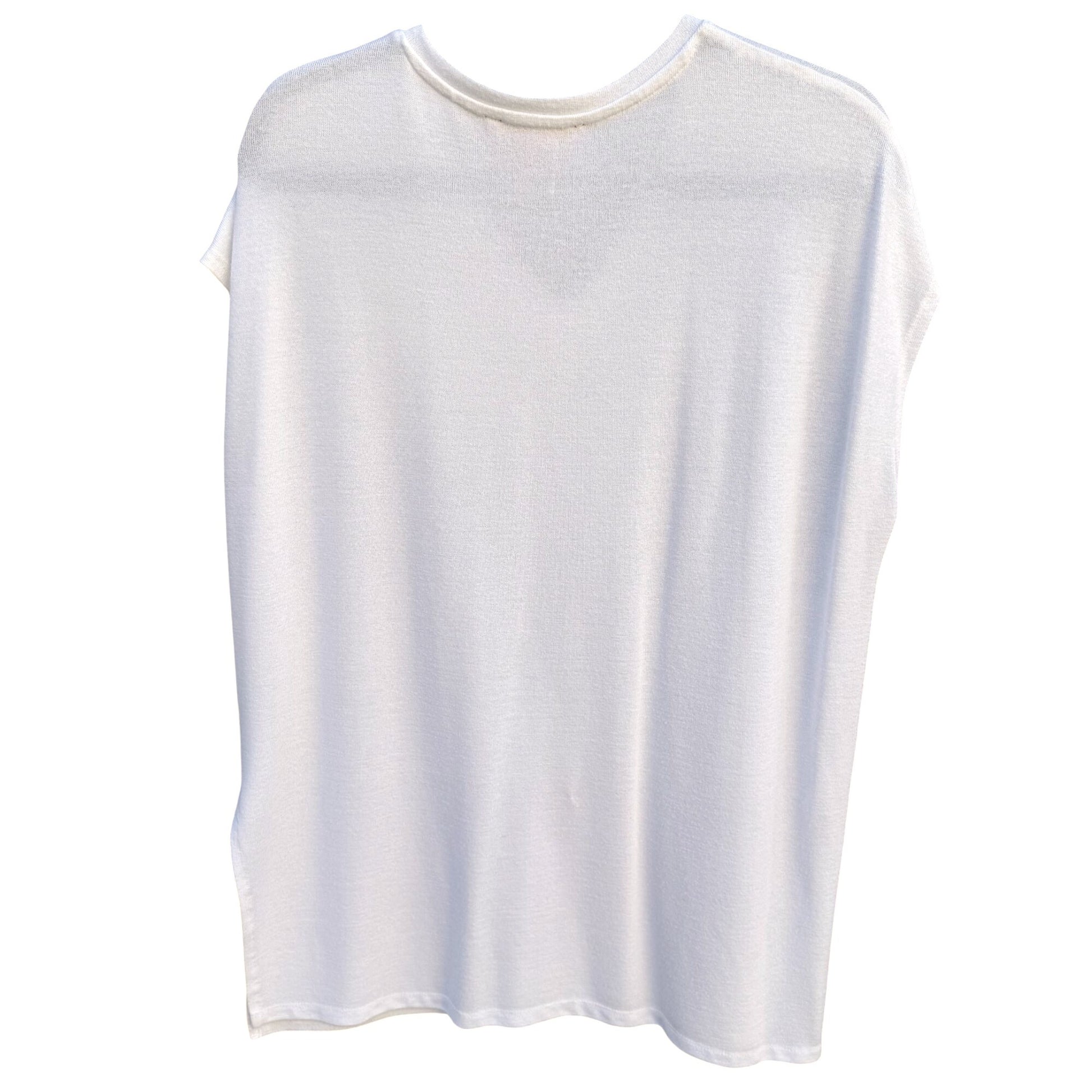 Catherine Malandrino Womens V-Neck White Knit Oversized Minimalist Boxy Tunic S