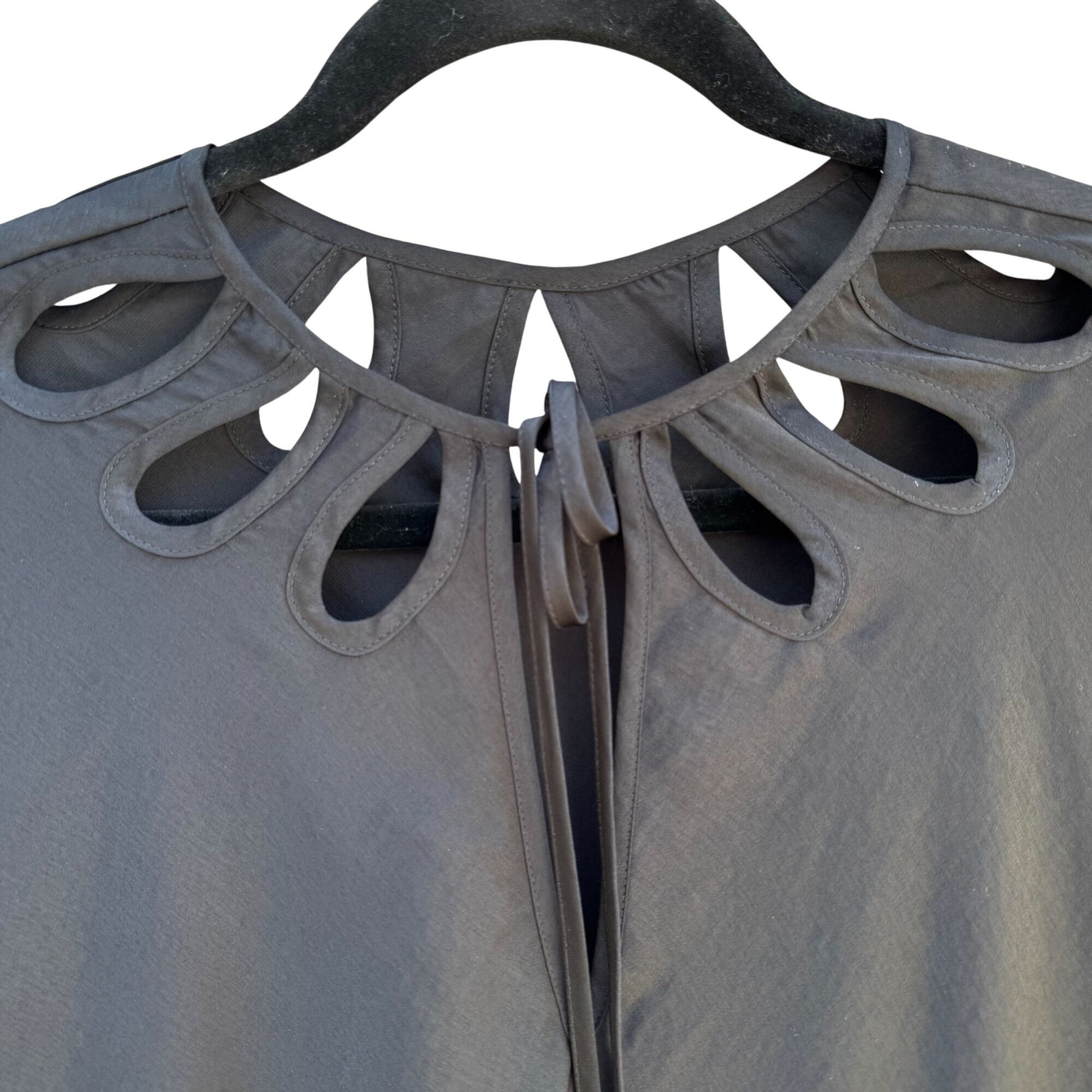 Got It Love It GILI Womens Black Long-Sleeve Cutout Neck Wrist Tie Tunic Top L