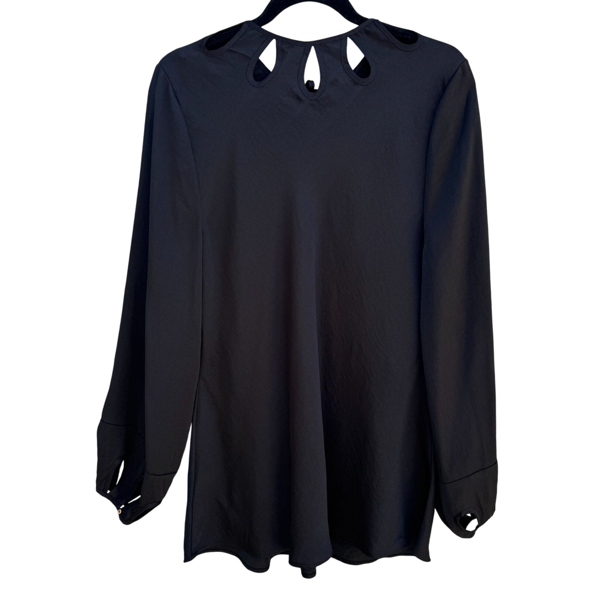 Got It Love It GILI Womens Black Long-Sleeve Cutout Neck Wrist Tie Tunic Top L