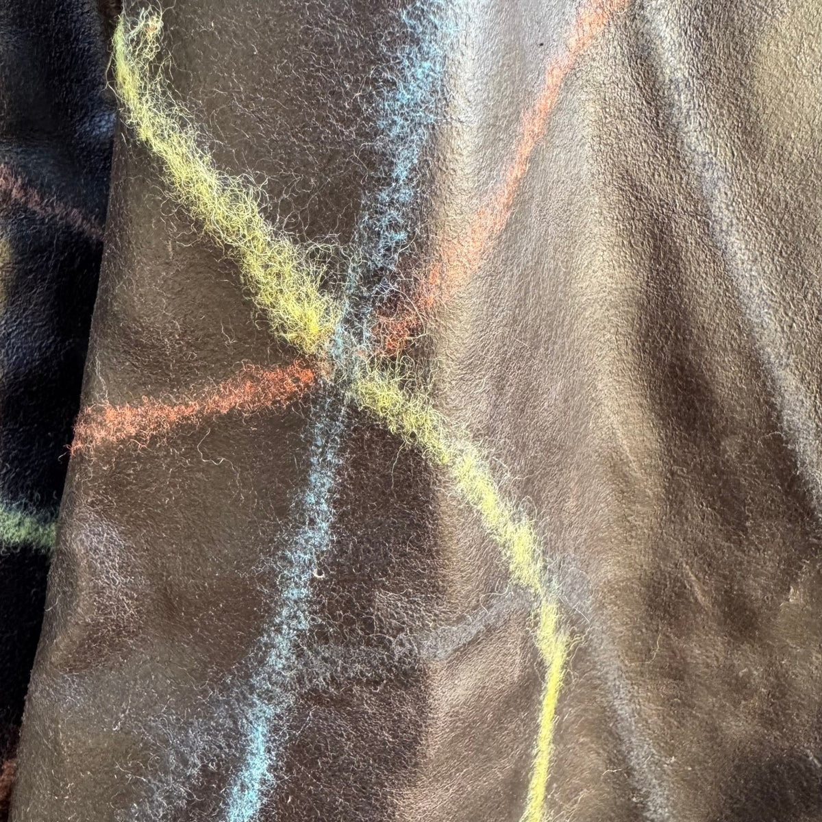 Sheri Bodell Y2K Avant Garde Abstract Embroidered Leather Trench Coat Brown 4
