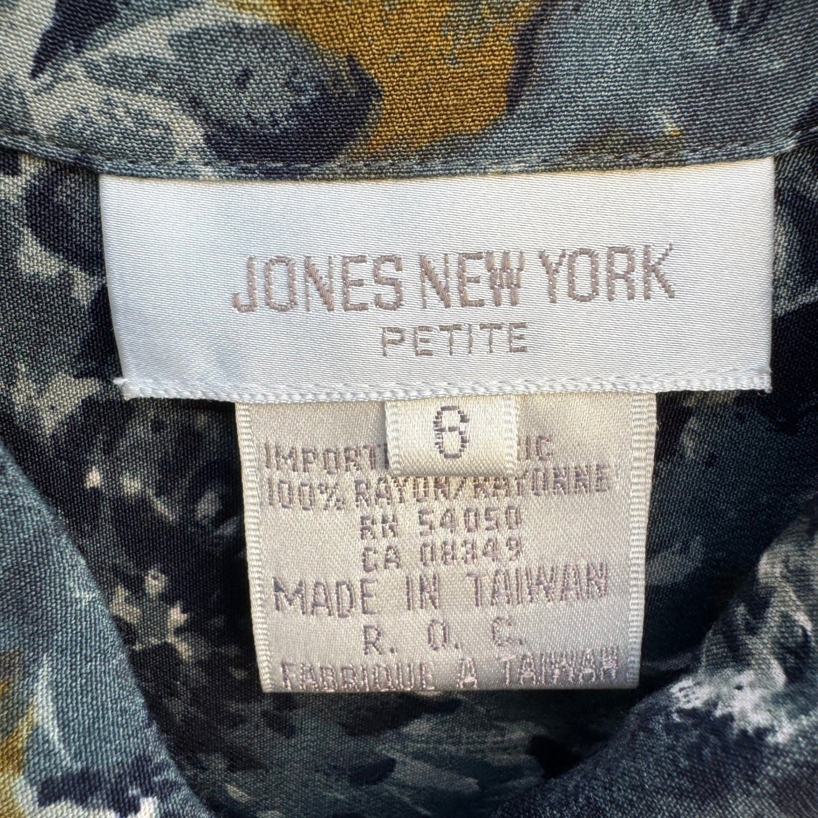 Jones New York Vintage 90s 2 Piece Set Floral Shirt Pleated Skirt Blue Grey 6P