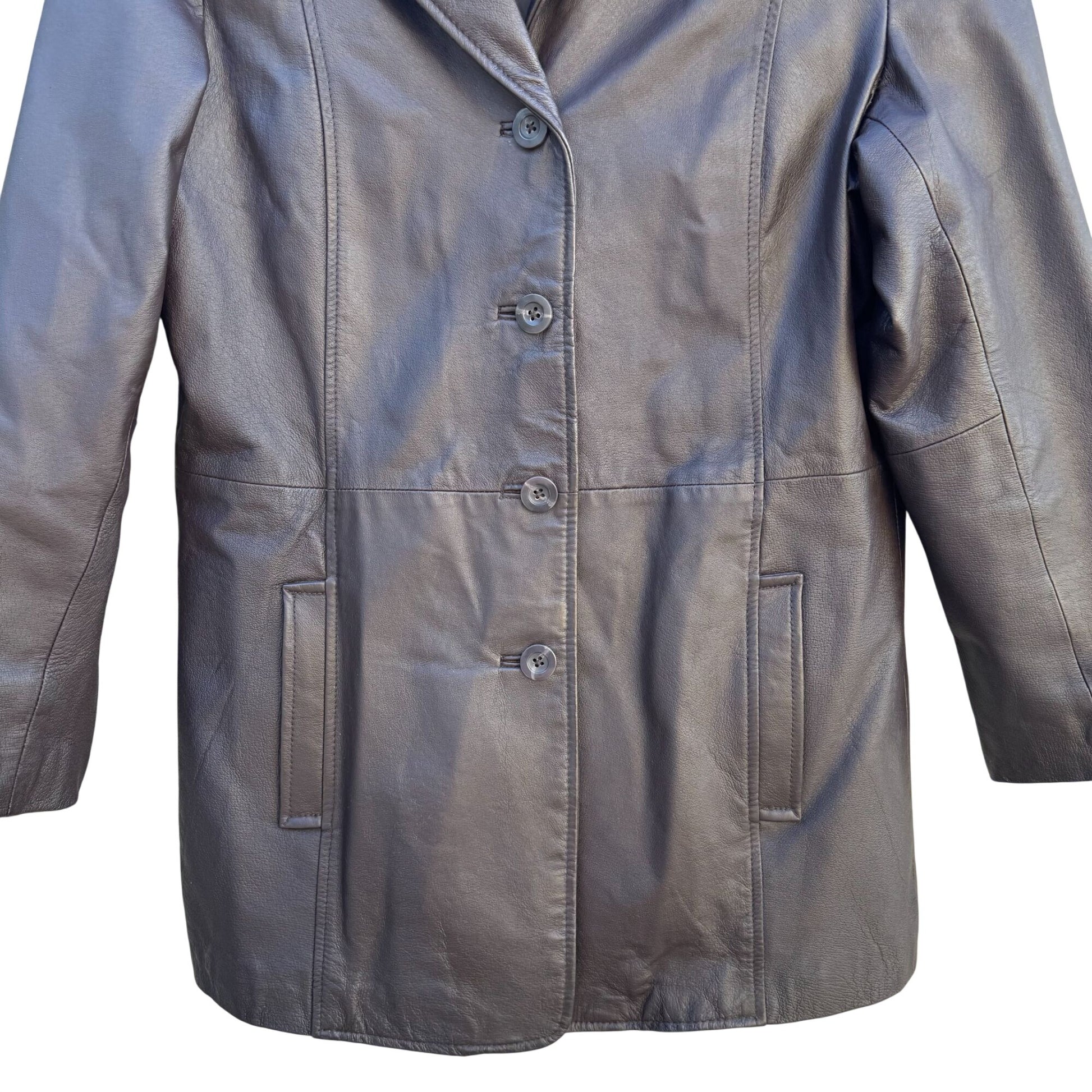Terry Lewis Vintage Womens Brown Leather Blazer Jacket Coat S Classic Luxuries