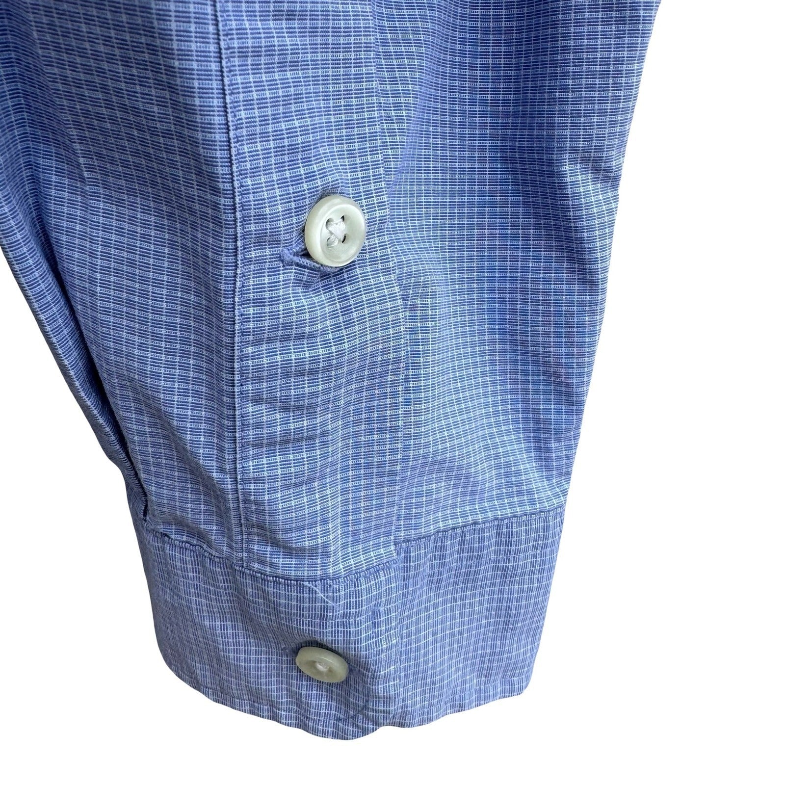 Ralph Lauren Vintage Blake Mens L Blue Micro Grid Button Down Shirt Long Sleeve