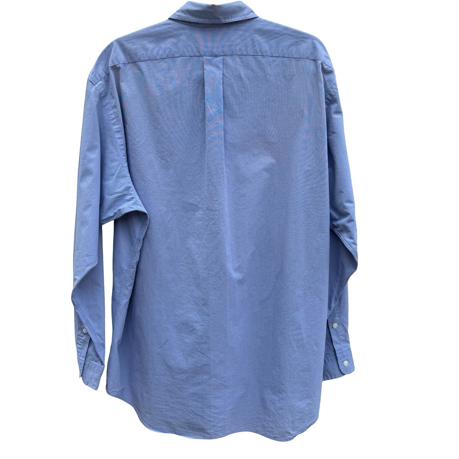 Ralph Lauren Vintage Blake Mens L Blue Micro Grid Button Down Shirt Long Sleeve