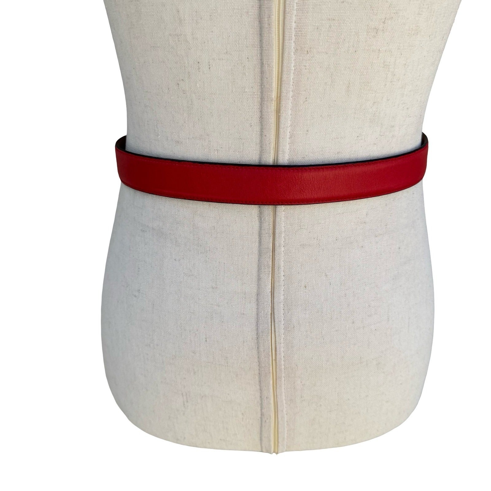 Alan Austin Vintage Red Italian Leather Belt Rhinestone Bow Buckle Made in Italy