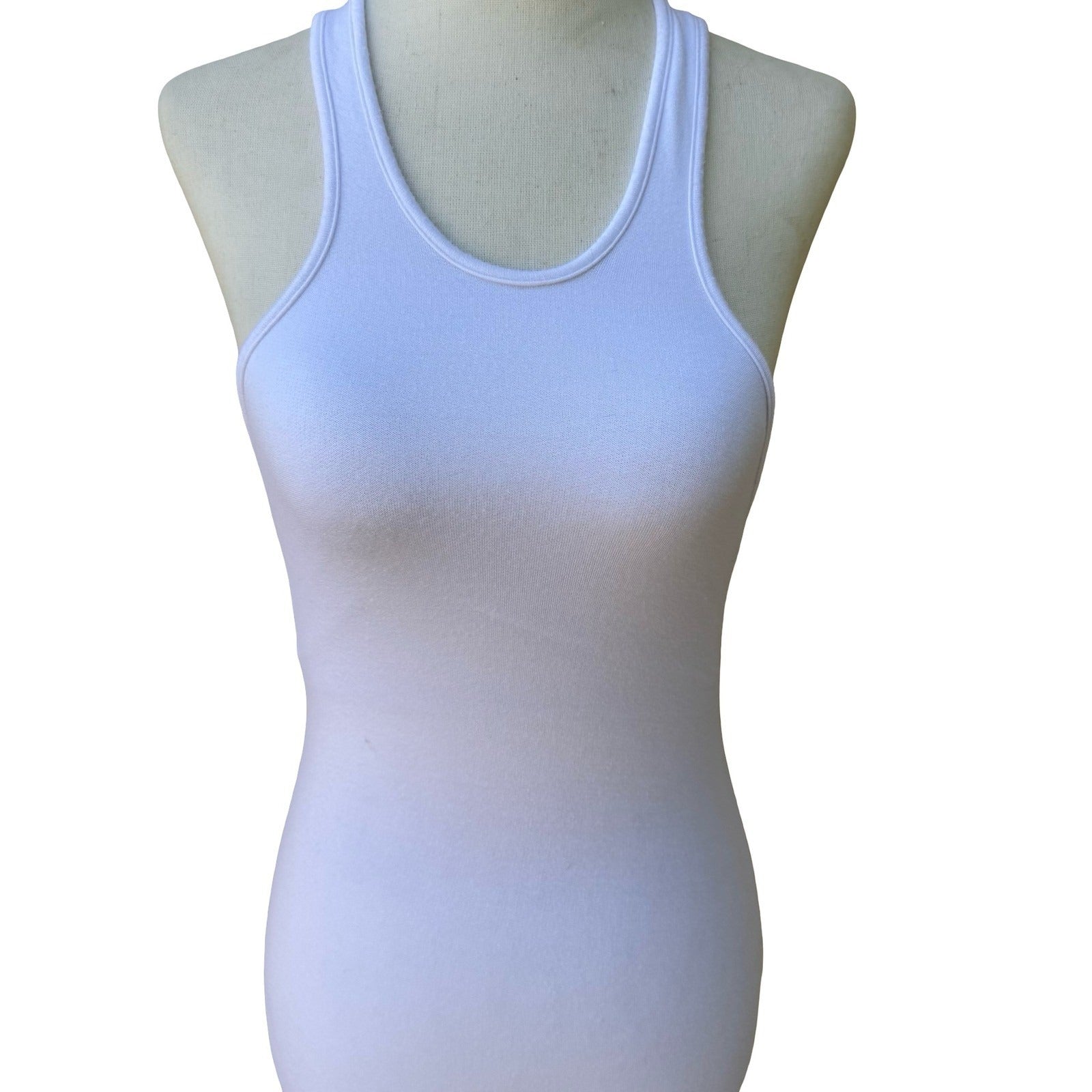 Riller & Fount Minimalist Clean Girl White Modal Racerback Maxi Dress High Low 0