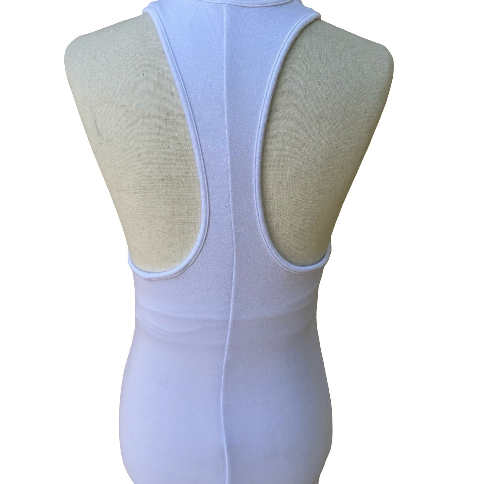 Riller & Fount Minimalist Clean Girl White Modal Racerback Maxi Dress High Low 0