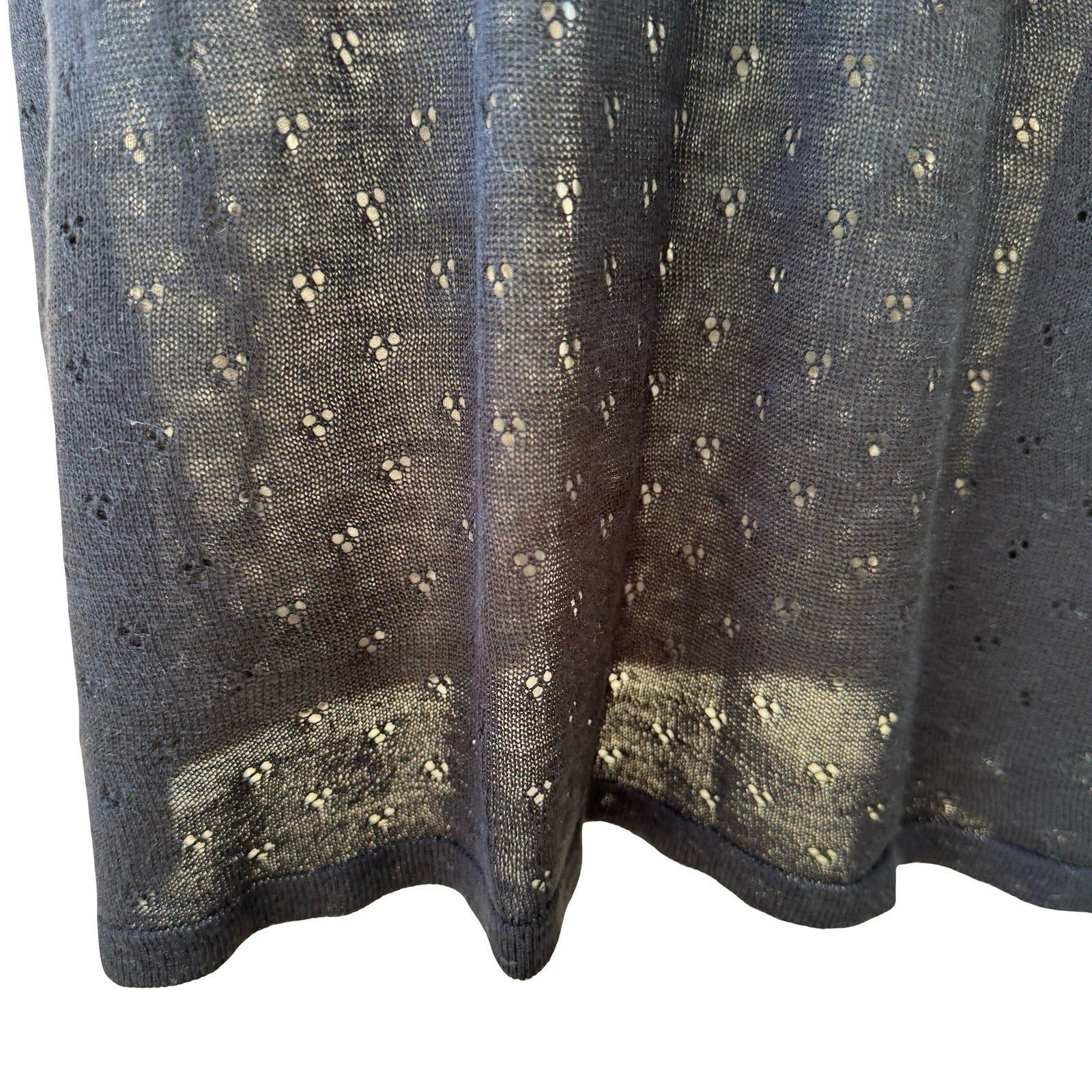 Collection Eighteen Y2K Coquette Pointelle Knit Semi Sheer Midi Dress Black S/M
