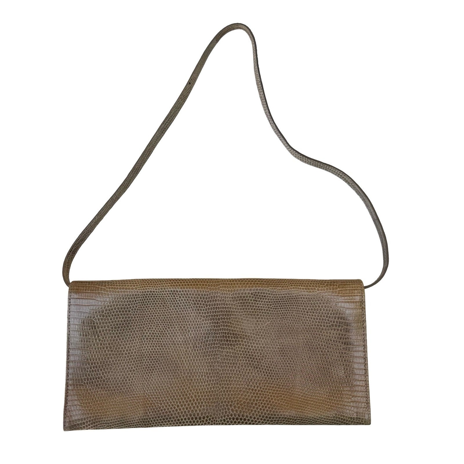 Calvin Klein Vintage Y2K Lizard Embossed Minimalist Leather Shoulder Bag Clutch