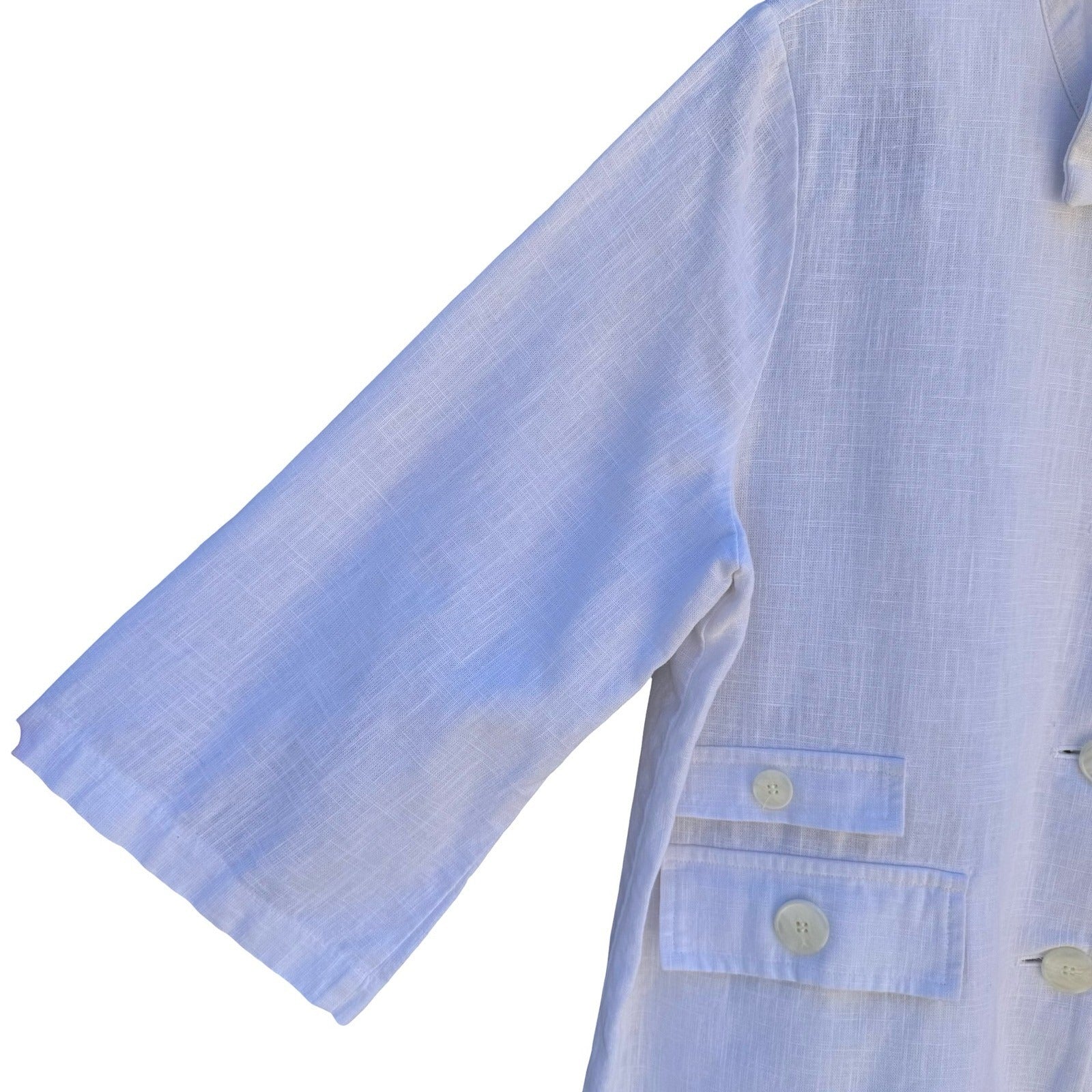 Terra SJ Apparel Linen Ruffle Collar Blazer Jacket Womens M Coastal Lagenlook