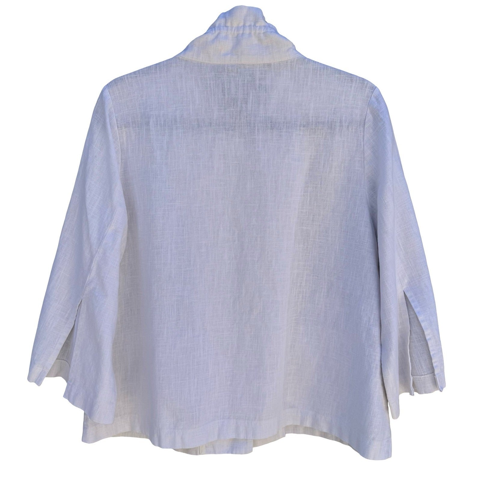 Terra SJ Apparel Linen Ruffle Collar Blazer Jacket Womens M Coastal Lagenlook