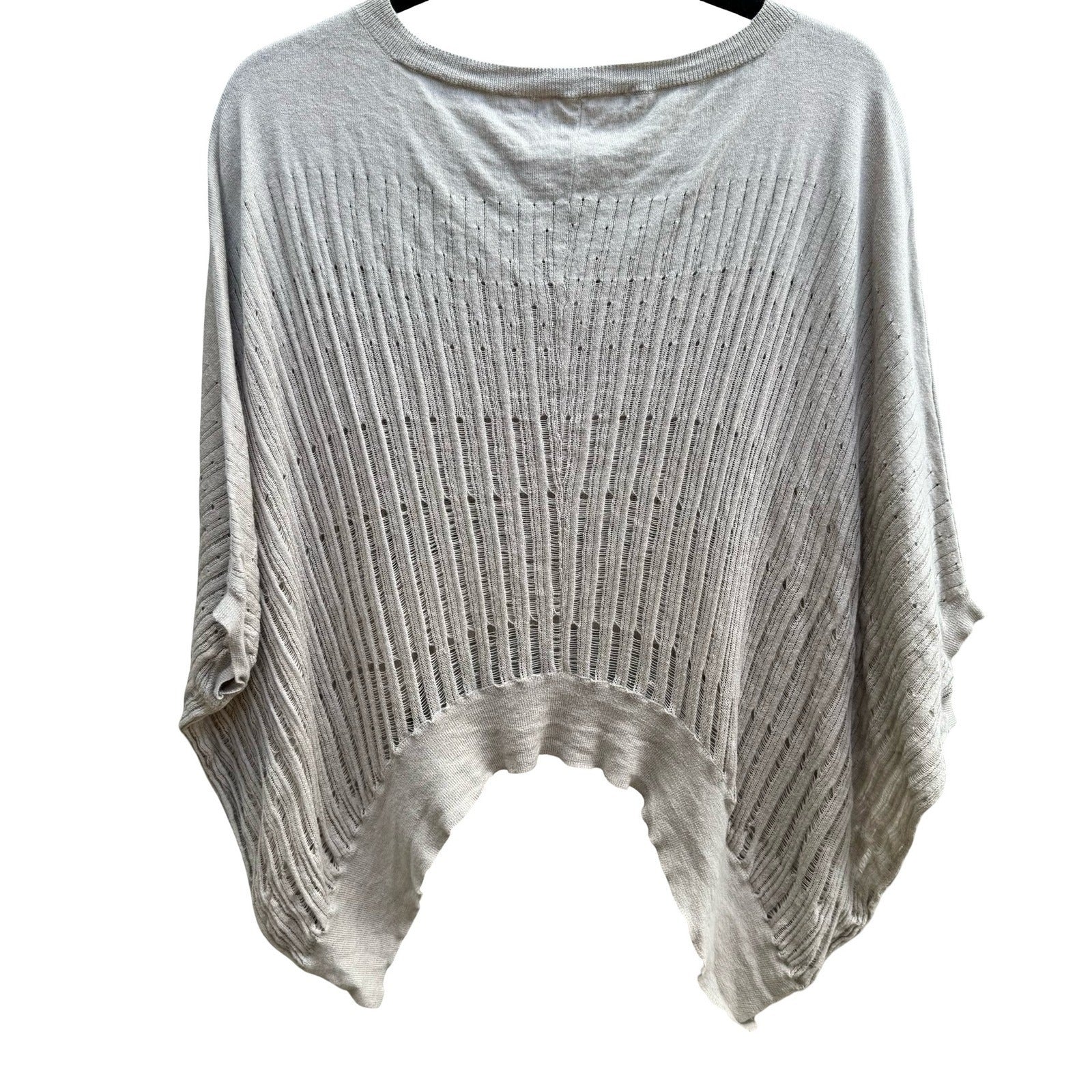 LAMB Gwen Stefani Boho Layering Cotton Cashmere Pointelle Knit Poncho Sweater PS