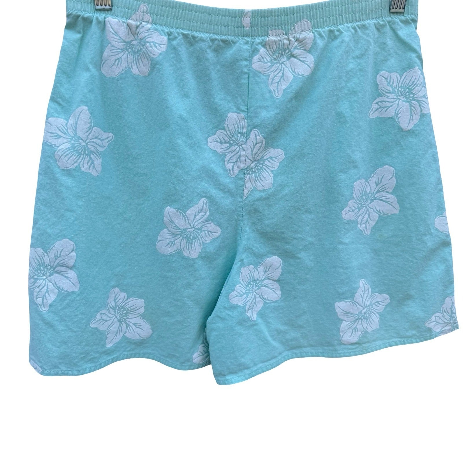 Avon Fashions Vintage 80s Floral Shorts Shirt Set Mint Green L Coastal Cottage