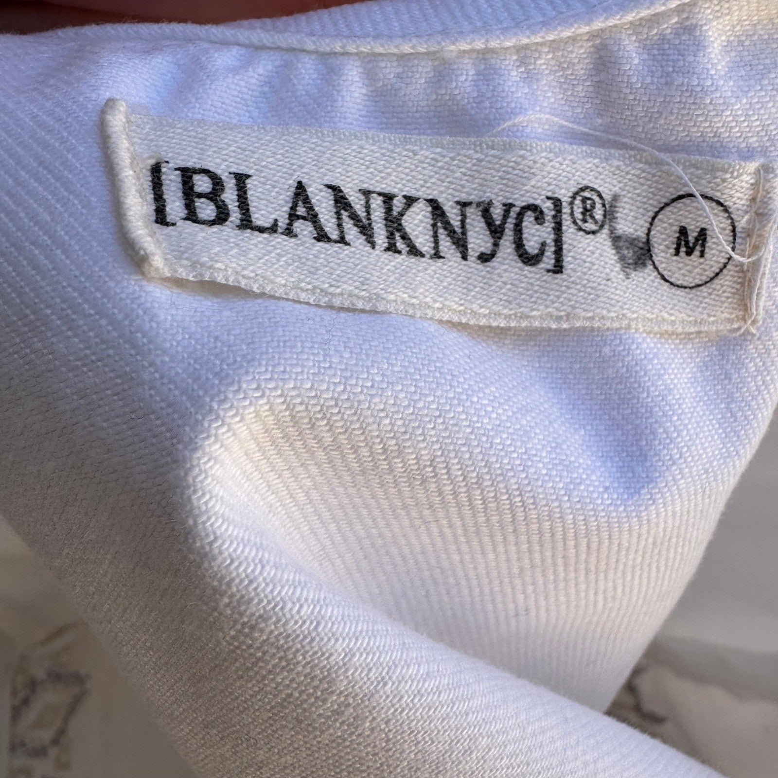 BlankNYC Boho Festival Western Denim Embroidered Crop Top Tie Back Boho White M
