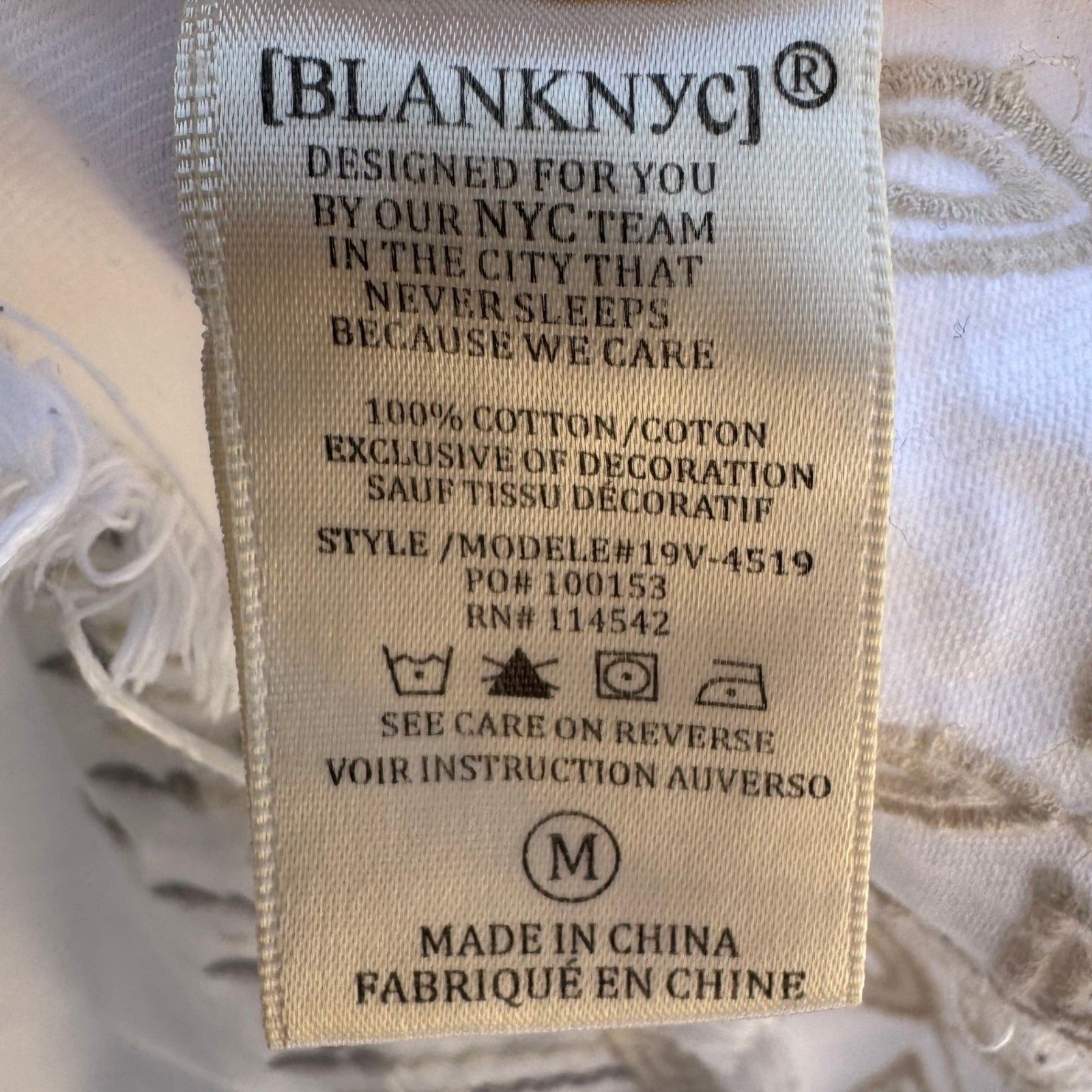 BlankNYC Boho Festival Western Denim Embroidered Crop Top Tie Back Boho White M