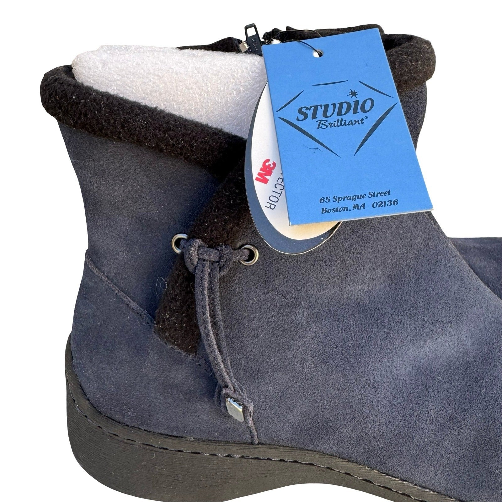 Studio Brilliant Womens Navy Blue Waterproof Suede Ankle Boots W7029 Sze 11M NEW