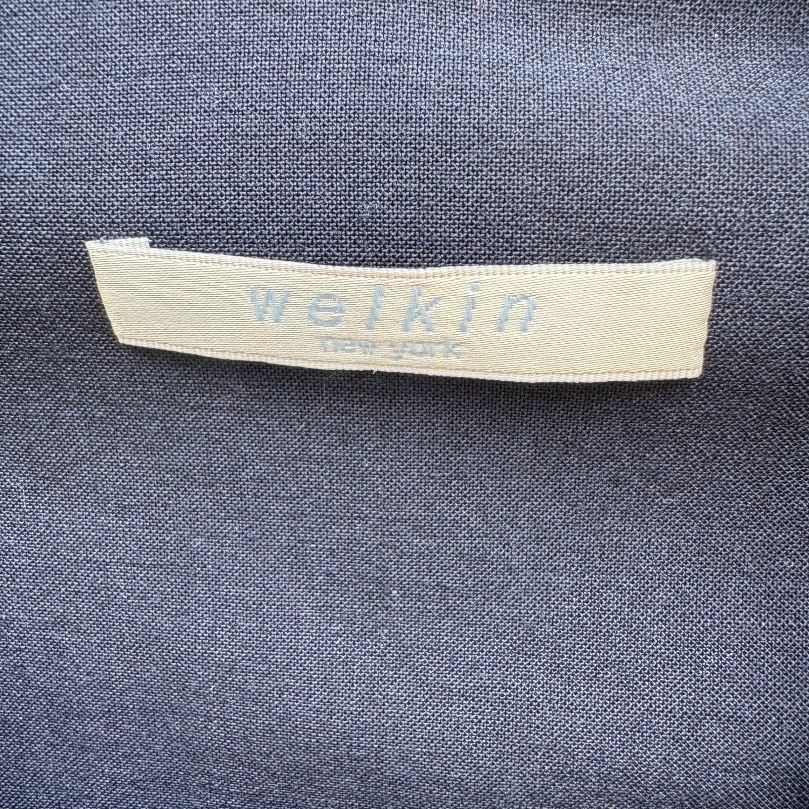 Welkin New York Minimalist Navy Stretch Wool Asymmetrical Zip Jacket Pant Suit