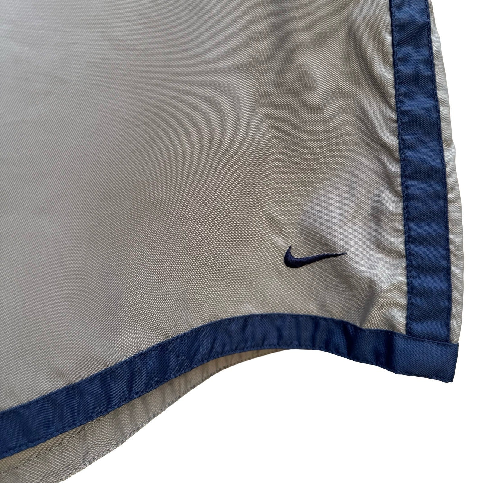 Nike Mens Athletic Shorts Gray Navy Blue Elastic Waist Swoosh Logo Training XXL