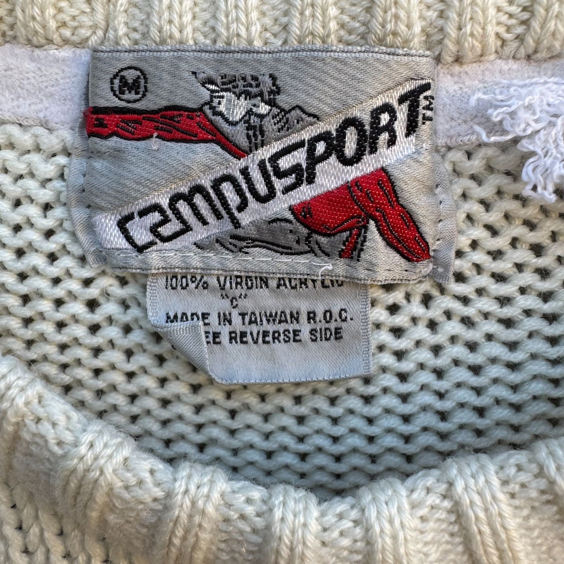 Campusport Vintage 70s Mens Preppy Striped Crew Neck Knit Academia Sweater M