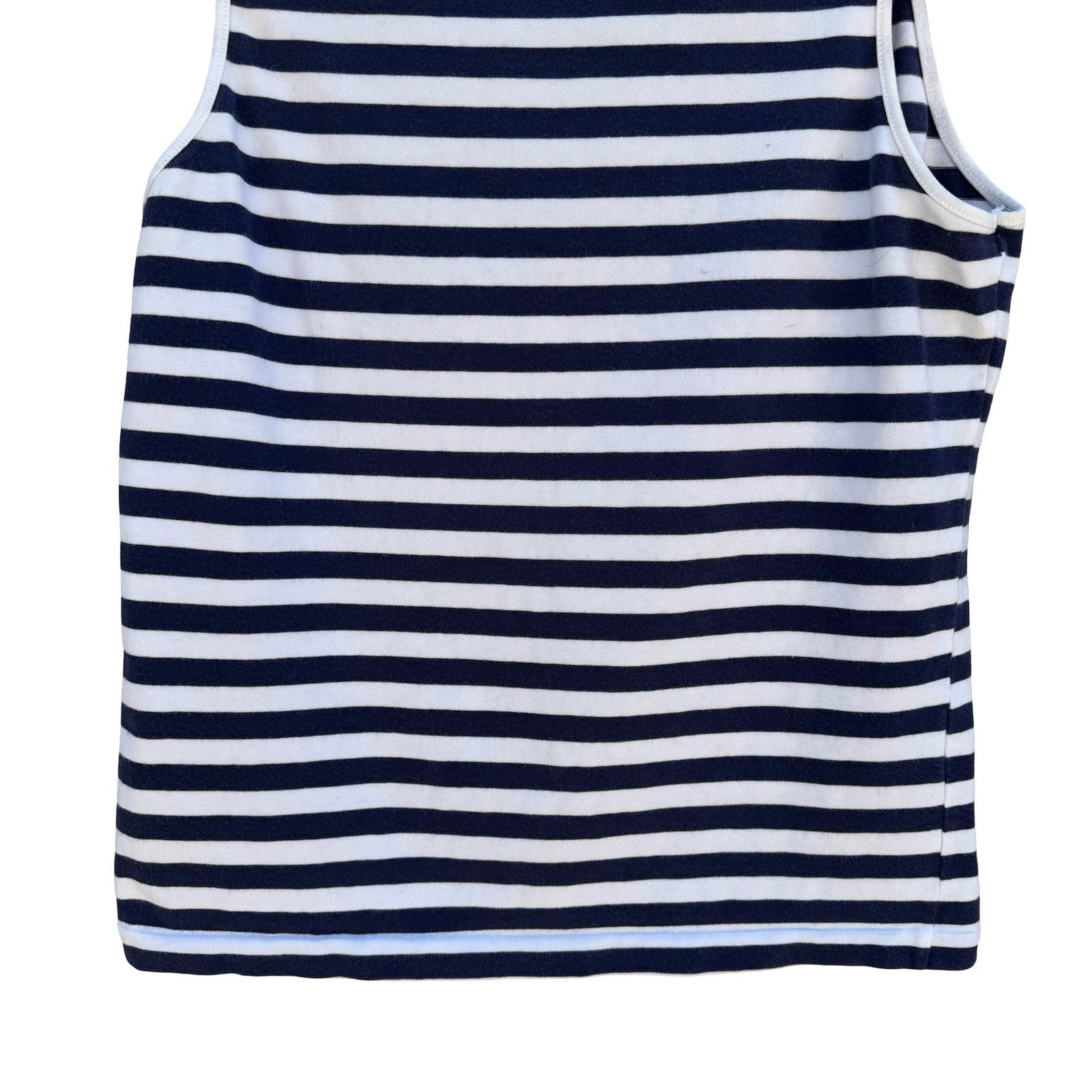 Agnes B Paris Y2K Navy Stripe Cotton Sleeveless Top French Girl Parisian Breton
