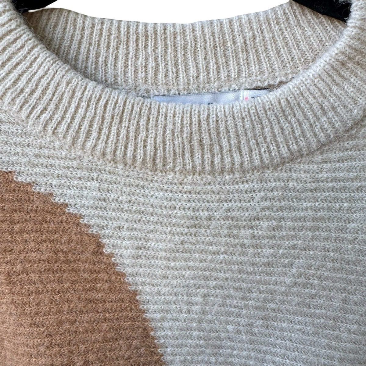 Lush Colorblock MInimalist Hygge Ribbed Knit Wool Blend Dolman Sleeve Sweater S