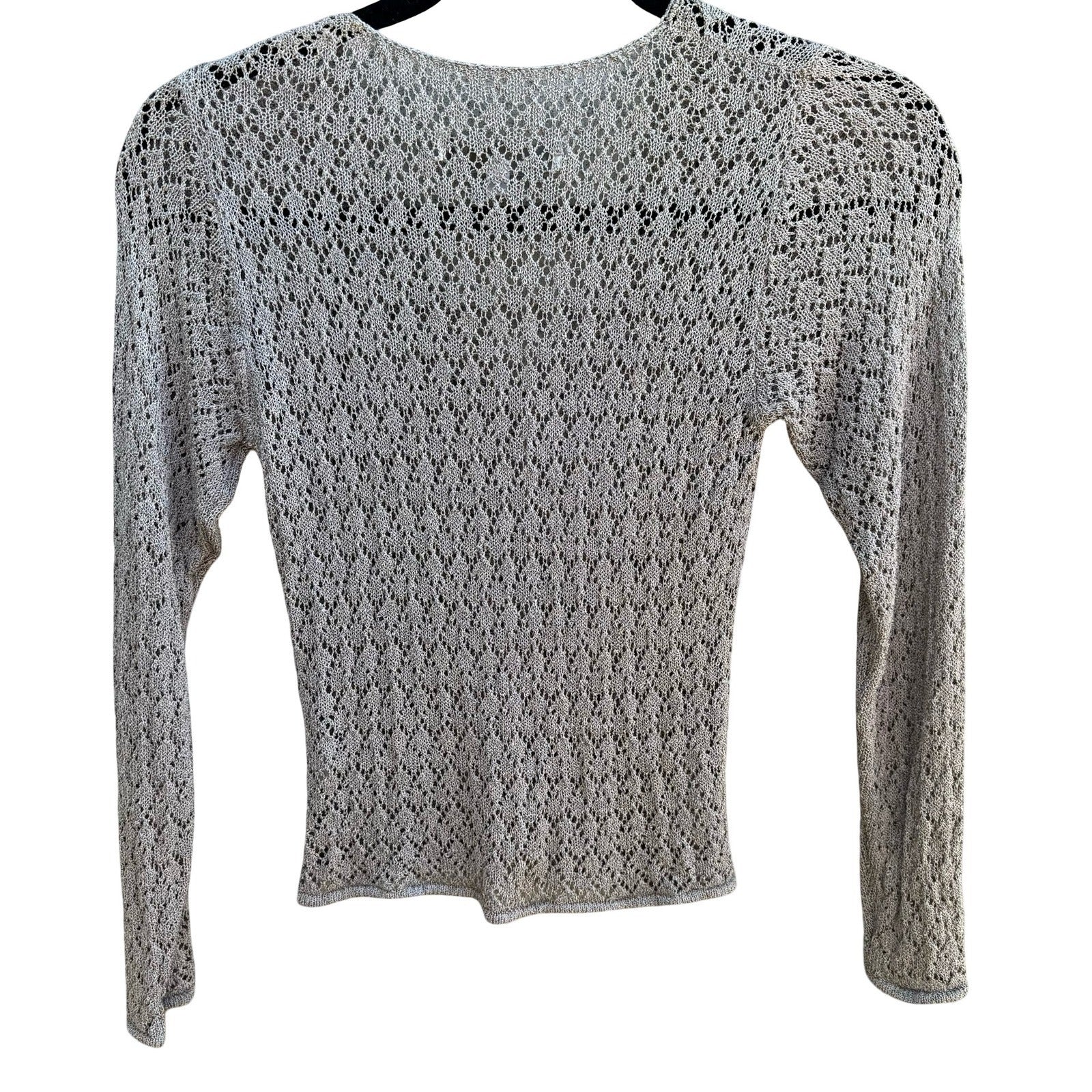 Bette Paige Y2K 90s Coquette Balletcore Fairycore Pointelle Knit Cardigan Grey S