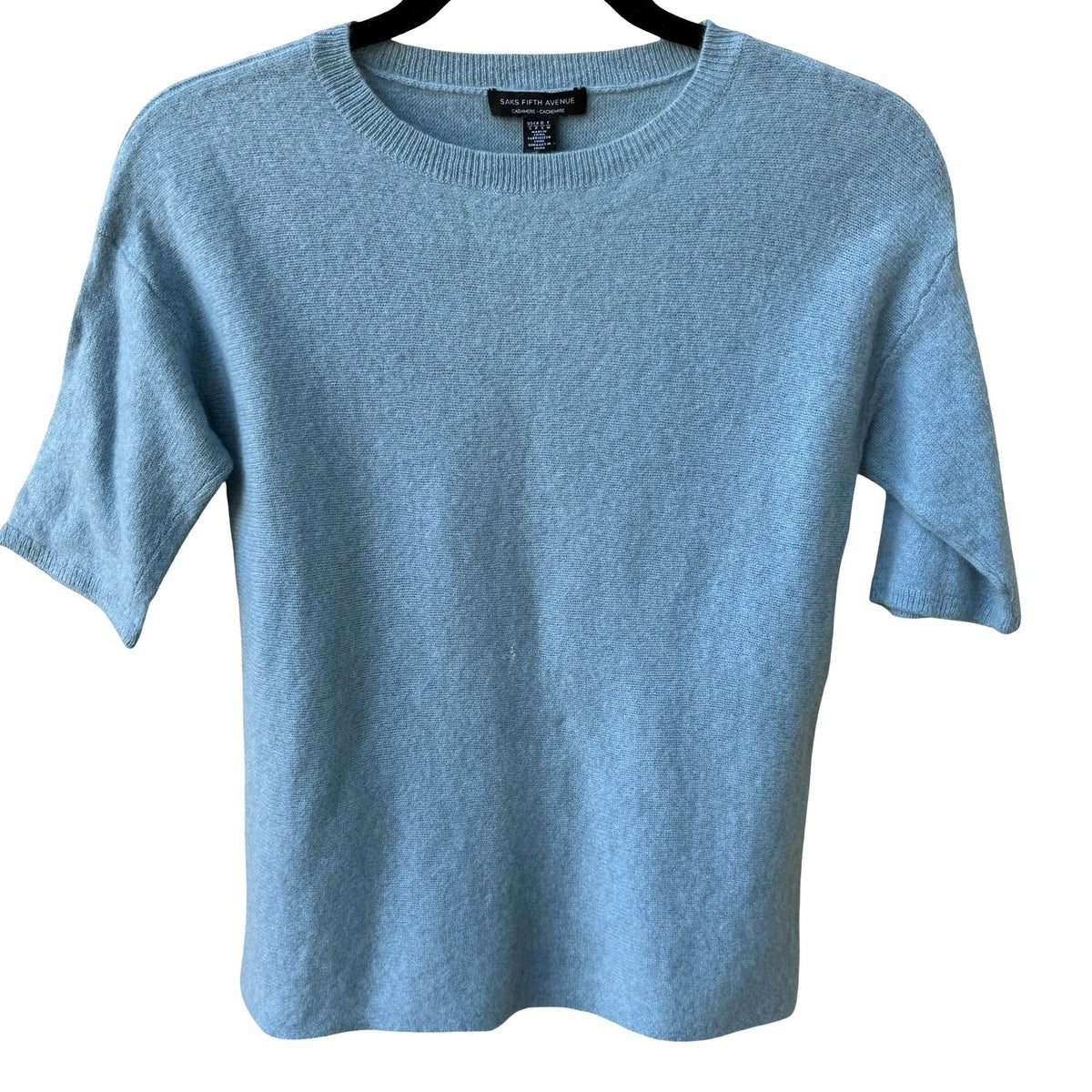 Saks Fifth Avenue Cashmere Quiet Luxury Old Money Preppy Sweater Pastel Blue XS