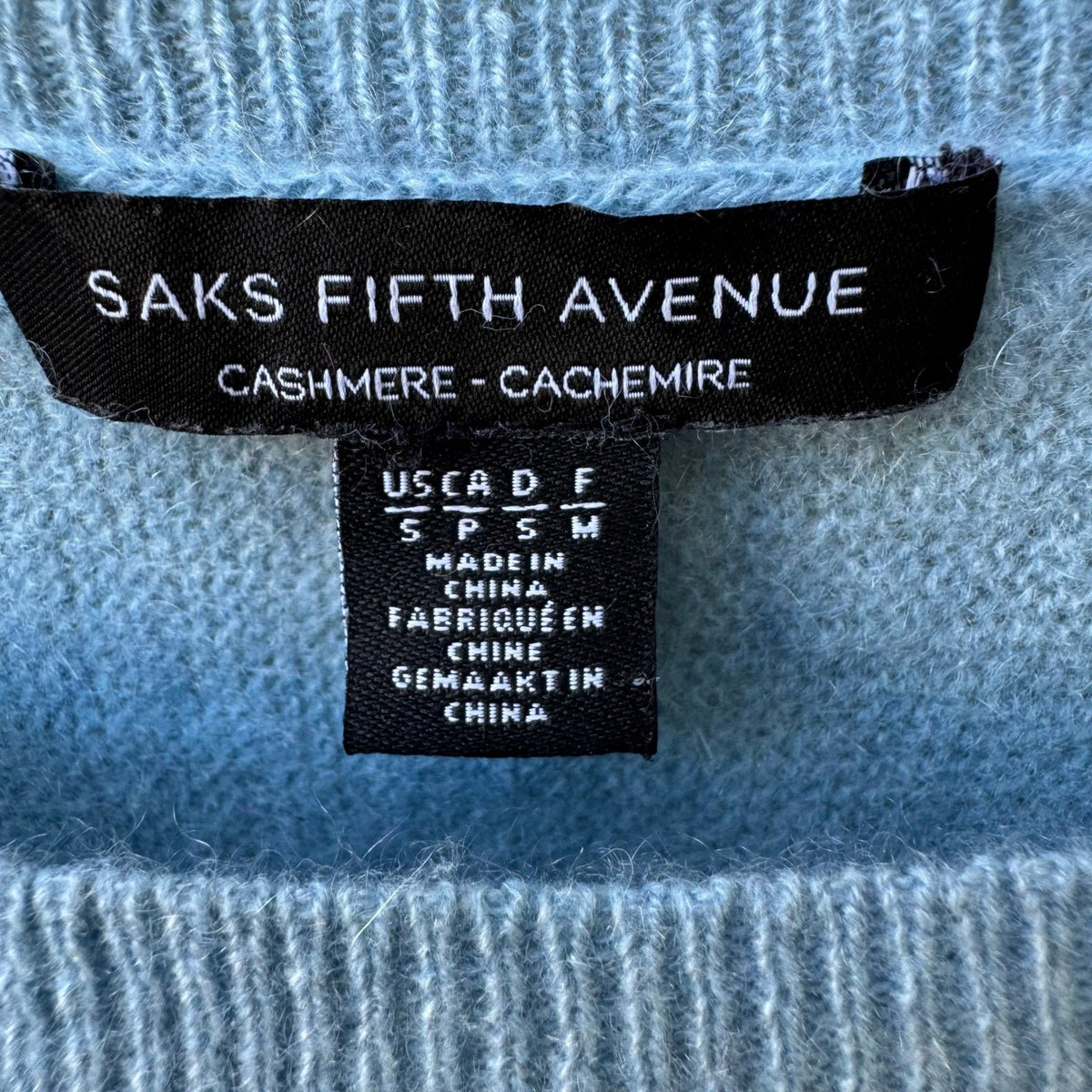 Saks Fifth Avenue Cashmere Quiet Luxury Old Money Preppy Sweater Pastel Blue XS