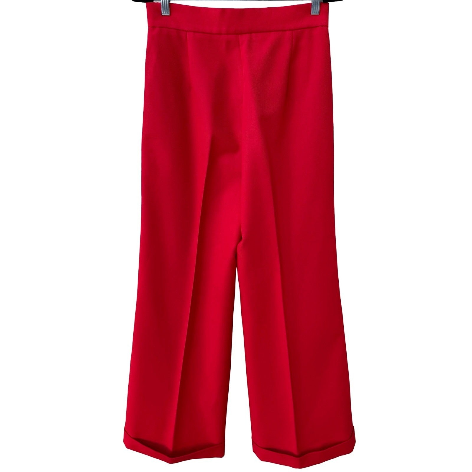 College Town Vintage 70s Red Wide Leg Cuffed Trousers High Waisted Pants Womens