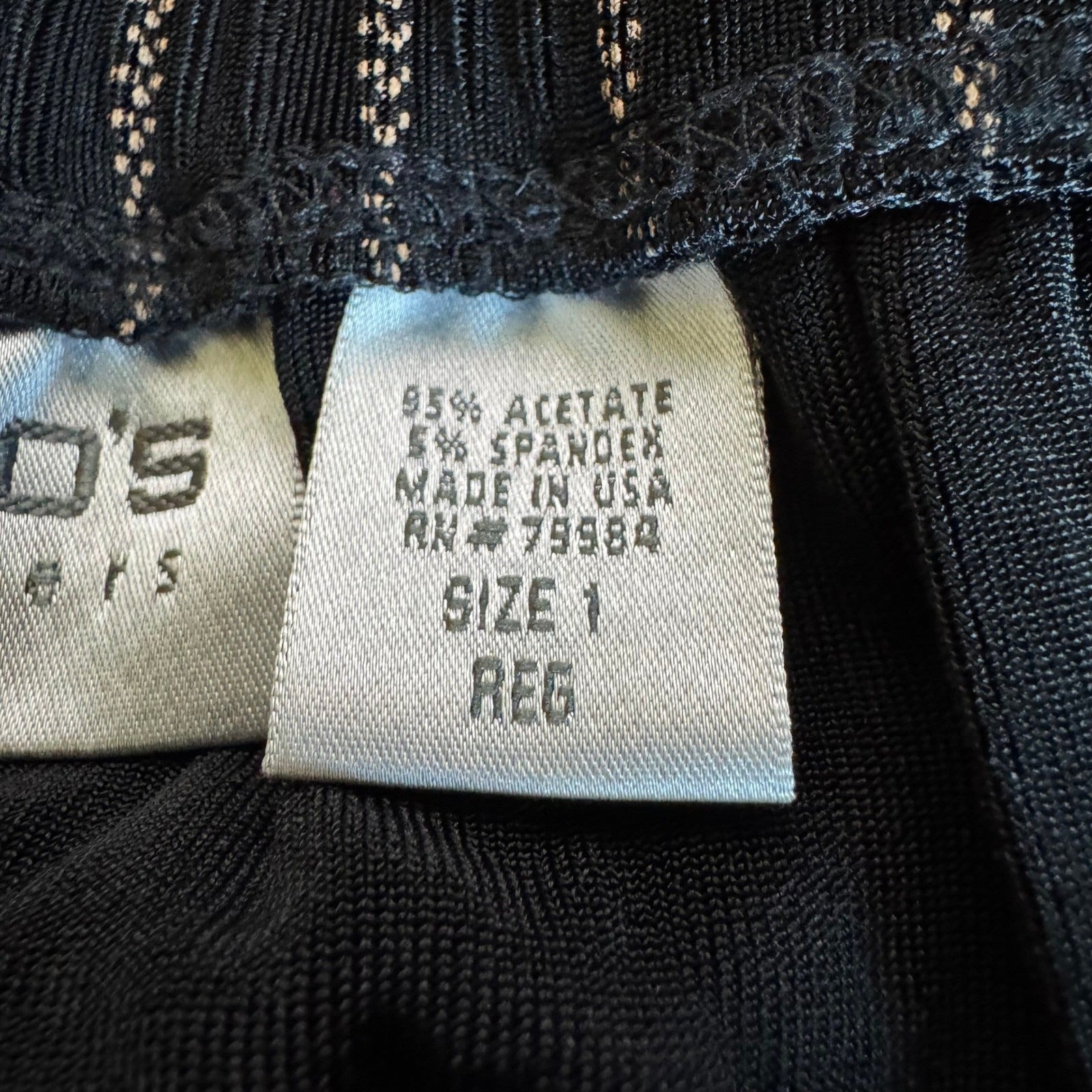 Chicos Travelers Minimalist Liquid Knit Black Pinstripe Straight Leg Pants M
