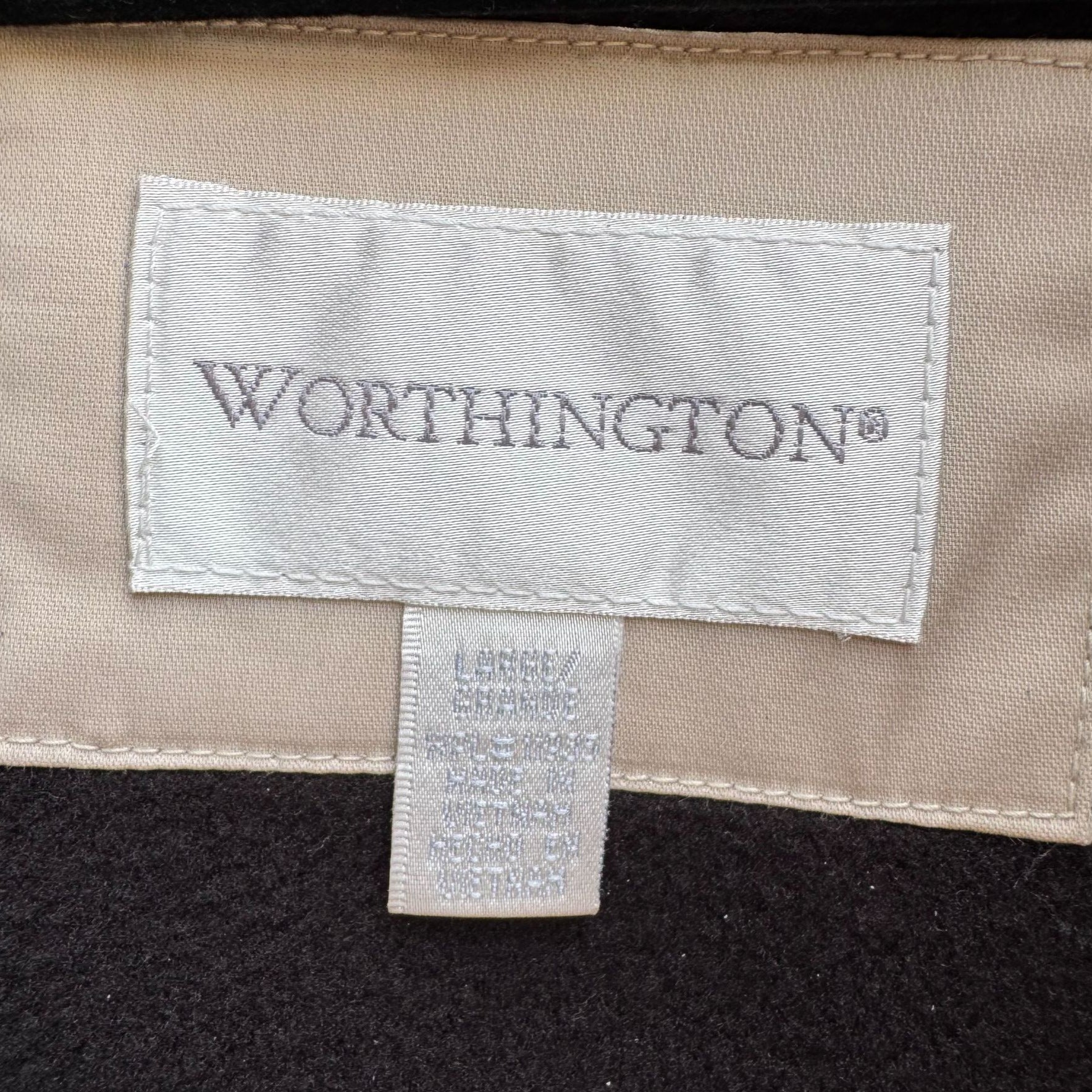 Worthington Womens Beige Quilted Lined Insulated Jacket Trench Coat Like New L