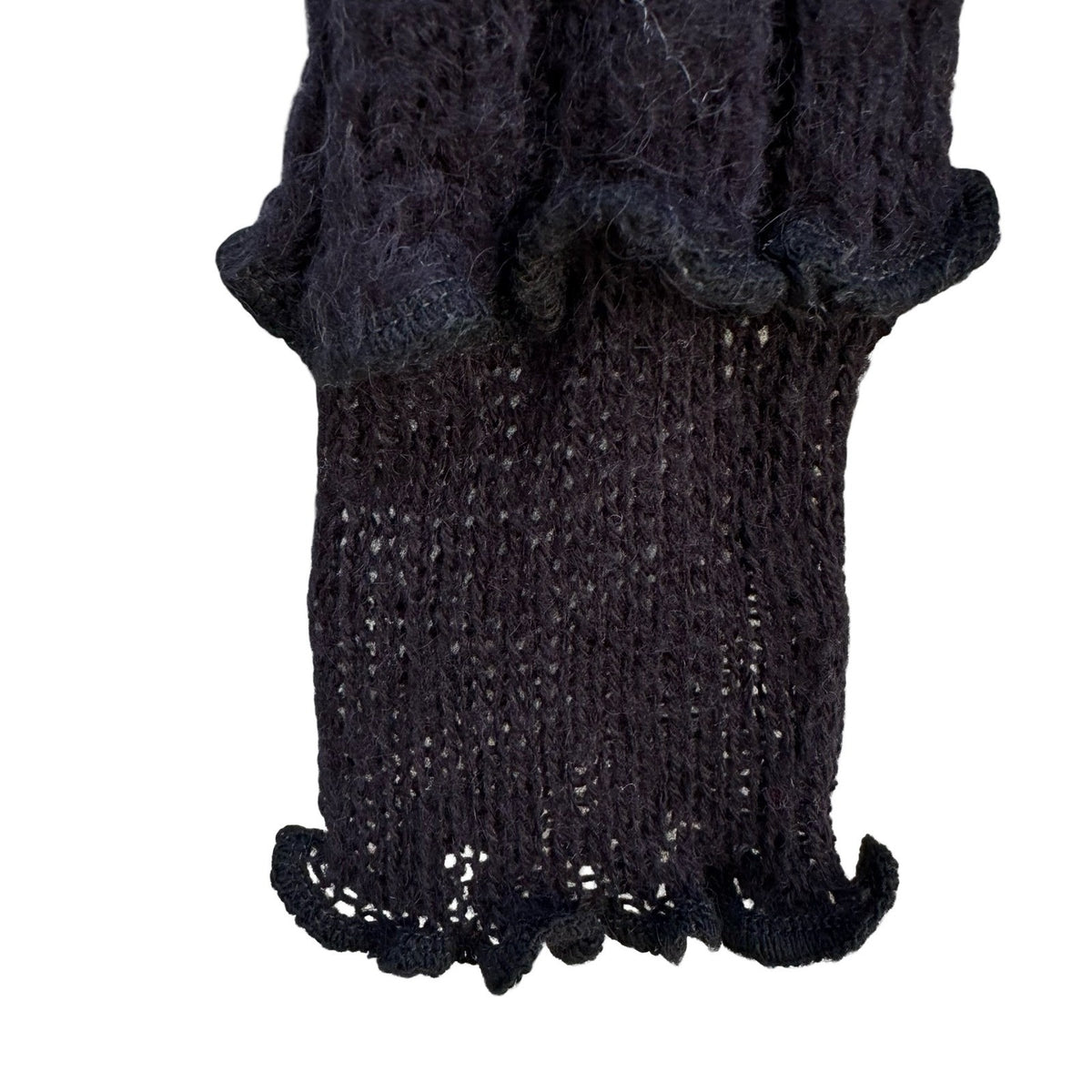 Sharagano Paris Y2K Whimsigoth Coquette Ribbed Ruffle Lettuce Edge Knit Top S