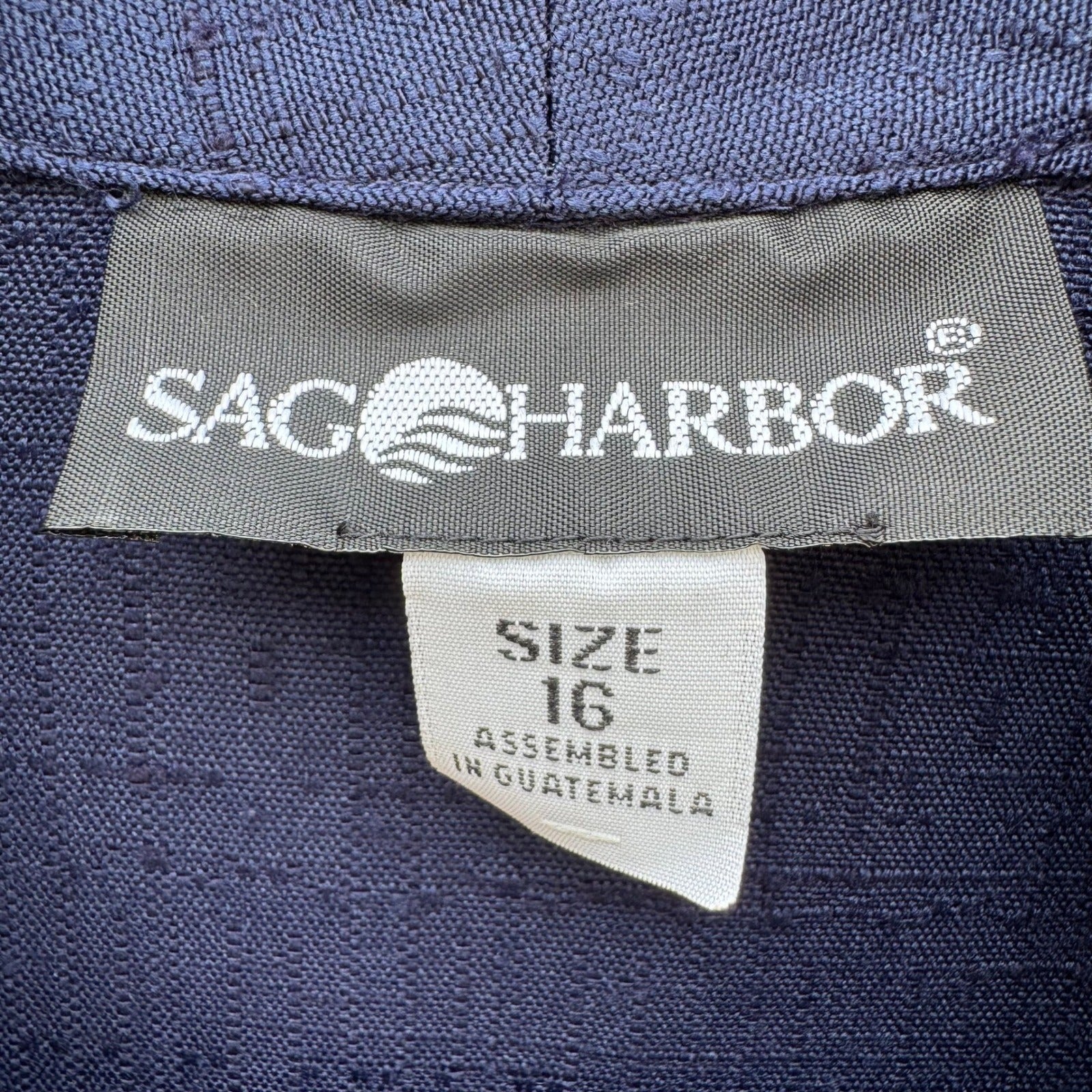 Sag Harbor Vintage Navy Shawl Collar Single Button Textured Jacket Blazer 16