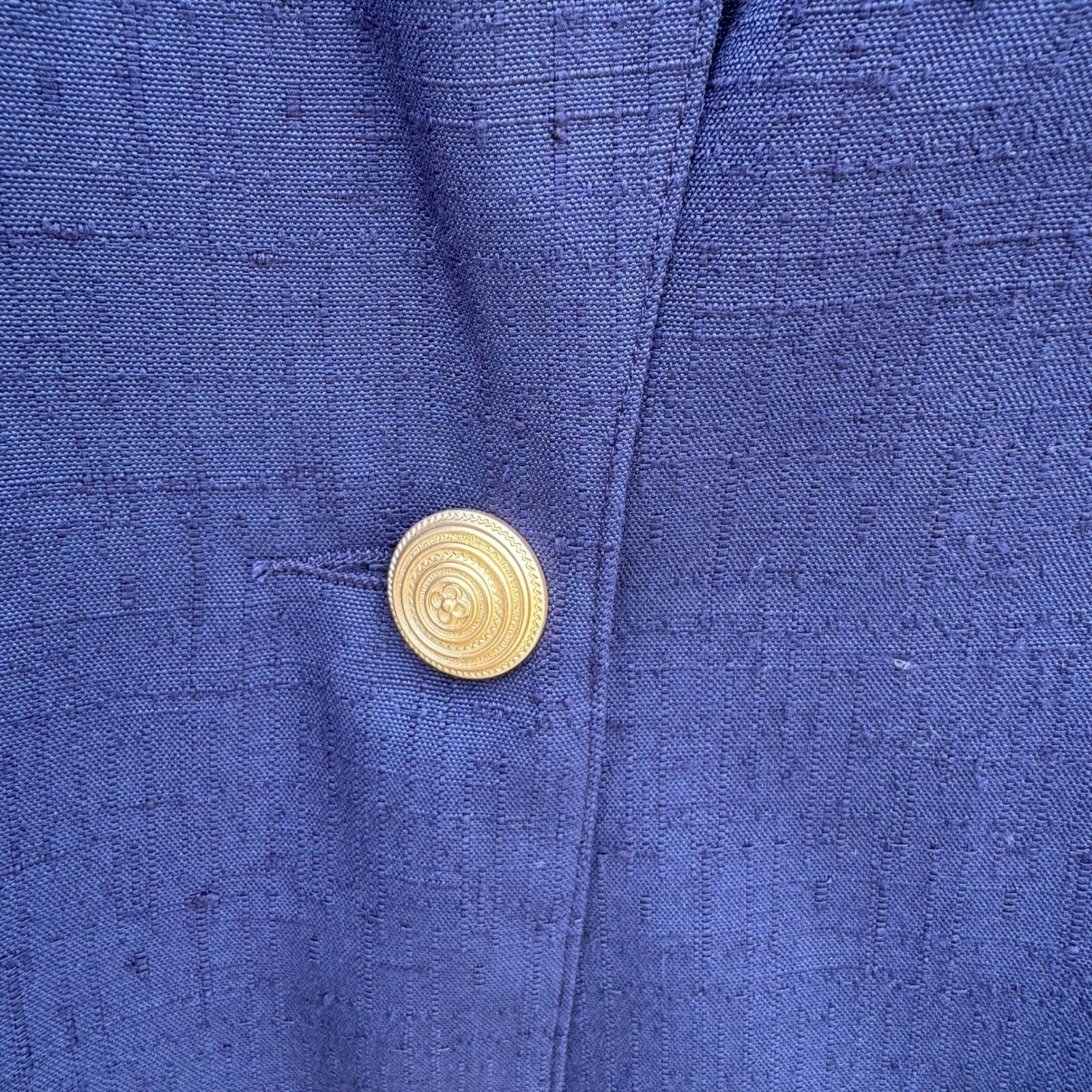 Sag Harbor Vintage Navy Shawl Collar Single Button Textured Jacket Blazer 16